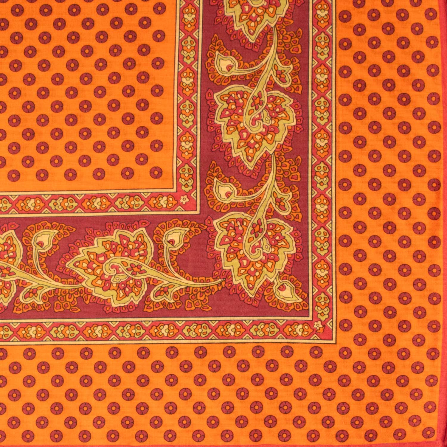 Fazzoletto da Taschino Vintage di Cotone Arancione Fantasia Multicolor POCV610 Made in Italy Graffeo Cravatte