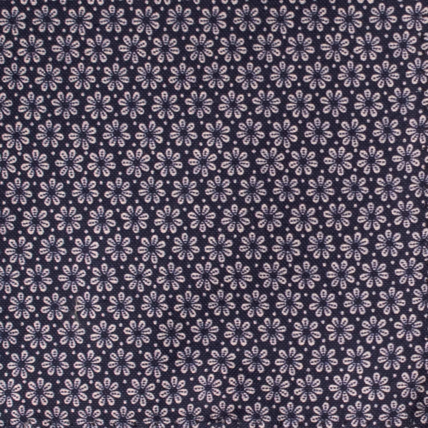 Fazzoletto da Taschino Vintage di Cotone Blu a Fiori Bianchi POCV807 Dettaglio