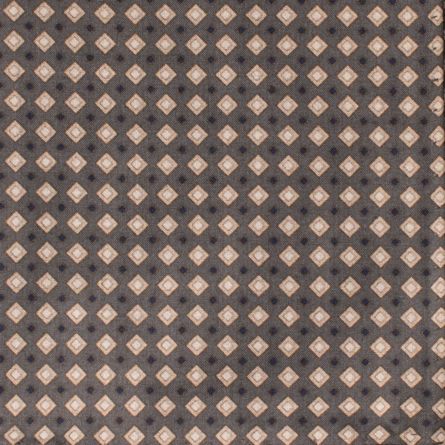 Fazzoletto da Taschino Vintage di Cotone Grigio Fantasia Tortora Blu Marrone POCV823 Dettaglio