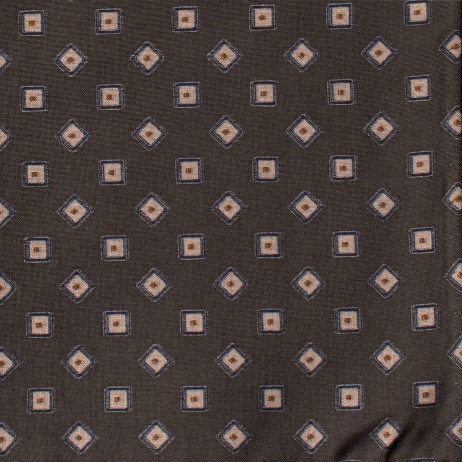 Fazzoletto da Taschino Vintage di Cotone Grigio Scuro Fantasia Beige Blu Marrone POCV824 Dettaglio