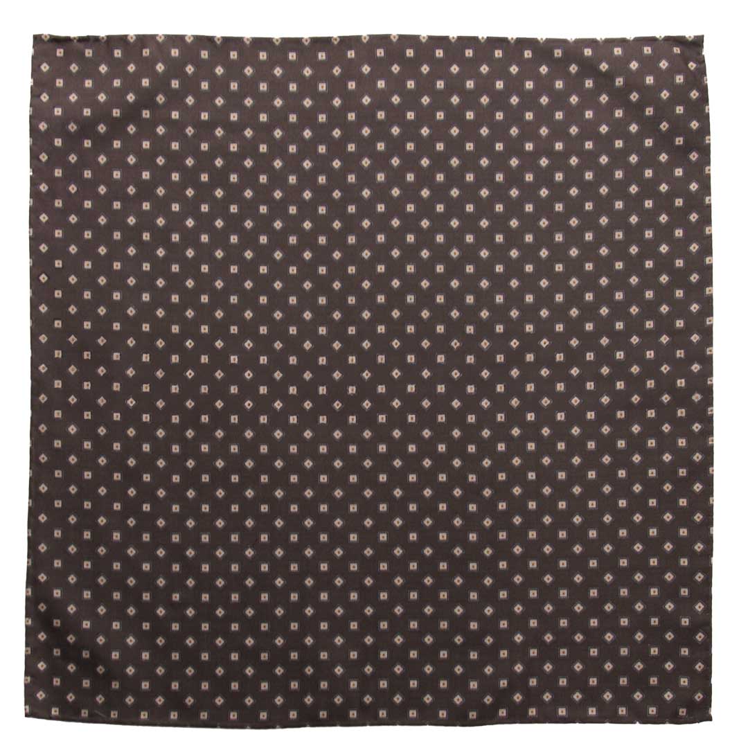Fazzoletto da Taschino Vintage di Cotone Grigio Scuro Fantasia Beige Blu Marrone POCV824 Made in Italy Graffeo Cravatte