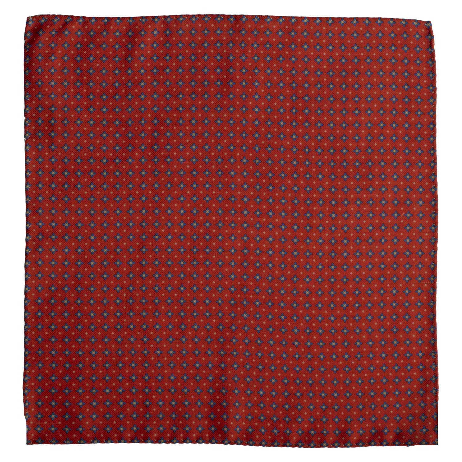 Fazzoletto da Taschino Vintage di Lana Rosso Fantasia Bluette Gialla Bianca POCV1037 Graffeo Cravatte Made in Italy