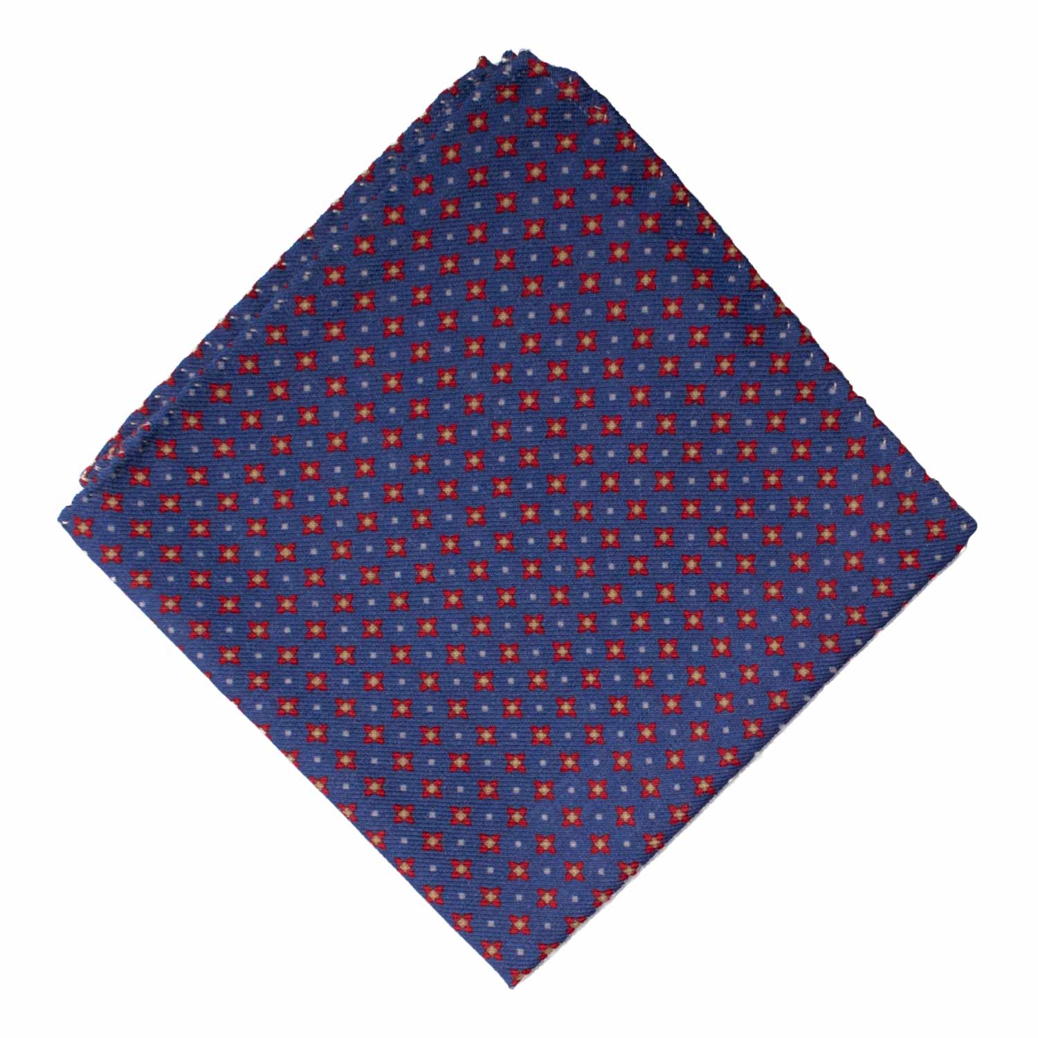 Fazzoletto da Taschino Vintage di Lana Viola Fantasia Rossa Gialla Bianca POCV1038 Graffeo Cravatte Made in Italy Rombo