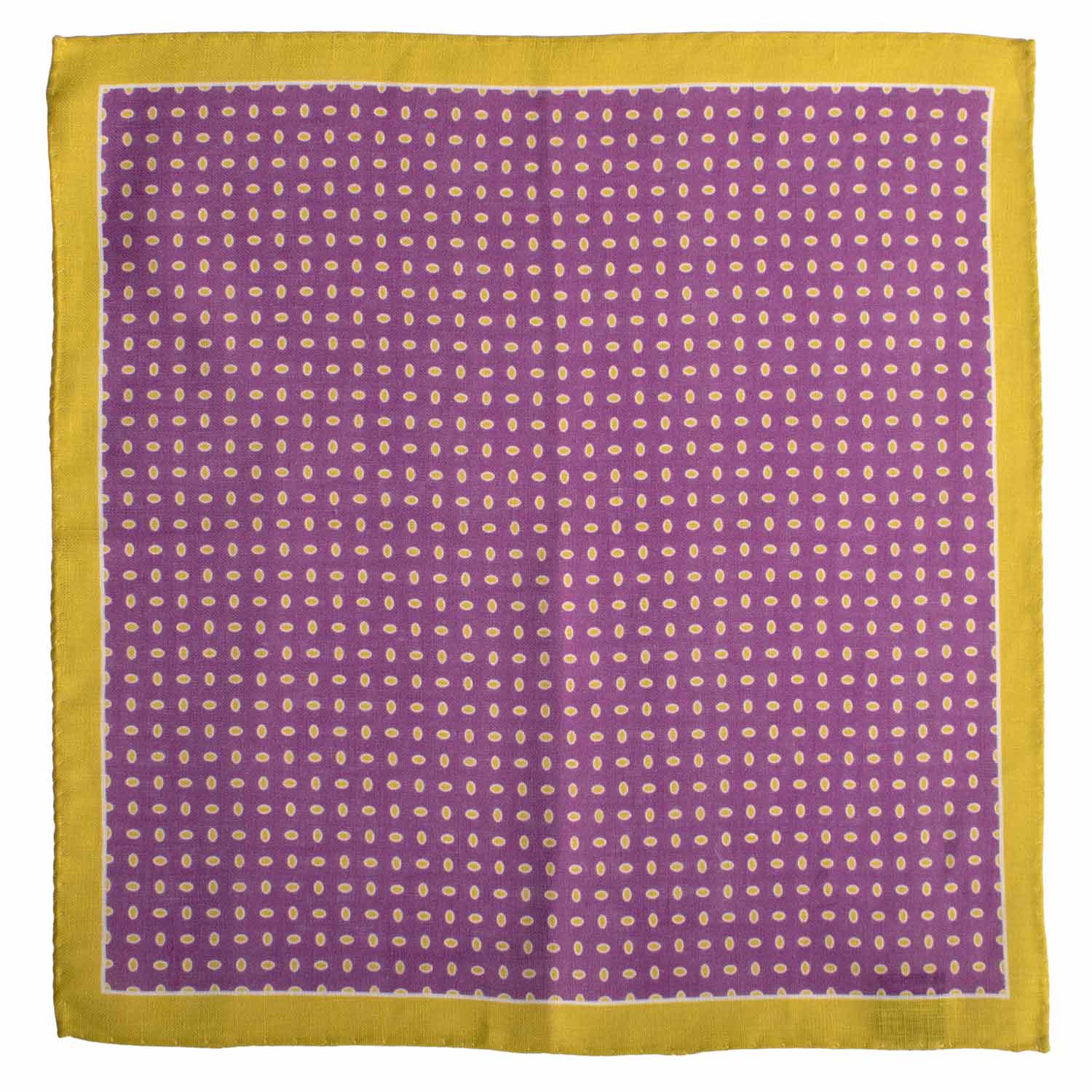 Fazzoletto da Taschino Vintage di Lino Viola Fantasia Verde Acido Bianco POCV1036 Graffeo Cravatte Made in Italy