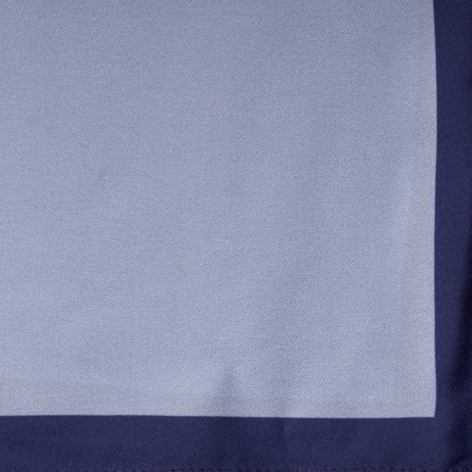 Fazzoletto da Taschino Vintage di Seta Azzurro Blu Navy Tinta Unita POCV736 Dettaglio