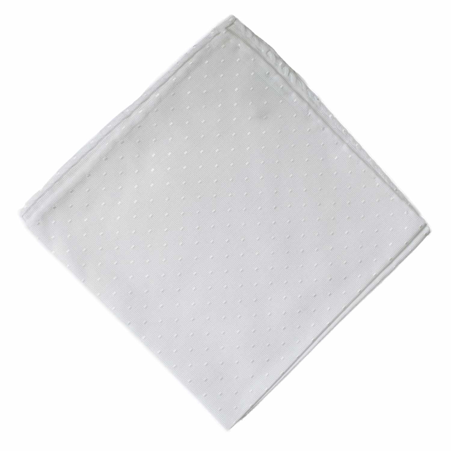 Fazzoletto da Taschino Vintage di Seta Bianco Perla Fantasia Tono su Tono POCV1033 Graffeo Cravatte Made in Italy Rombo