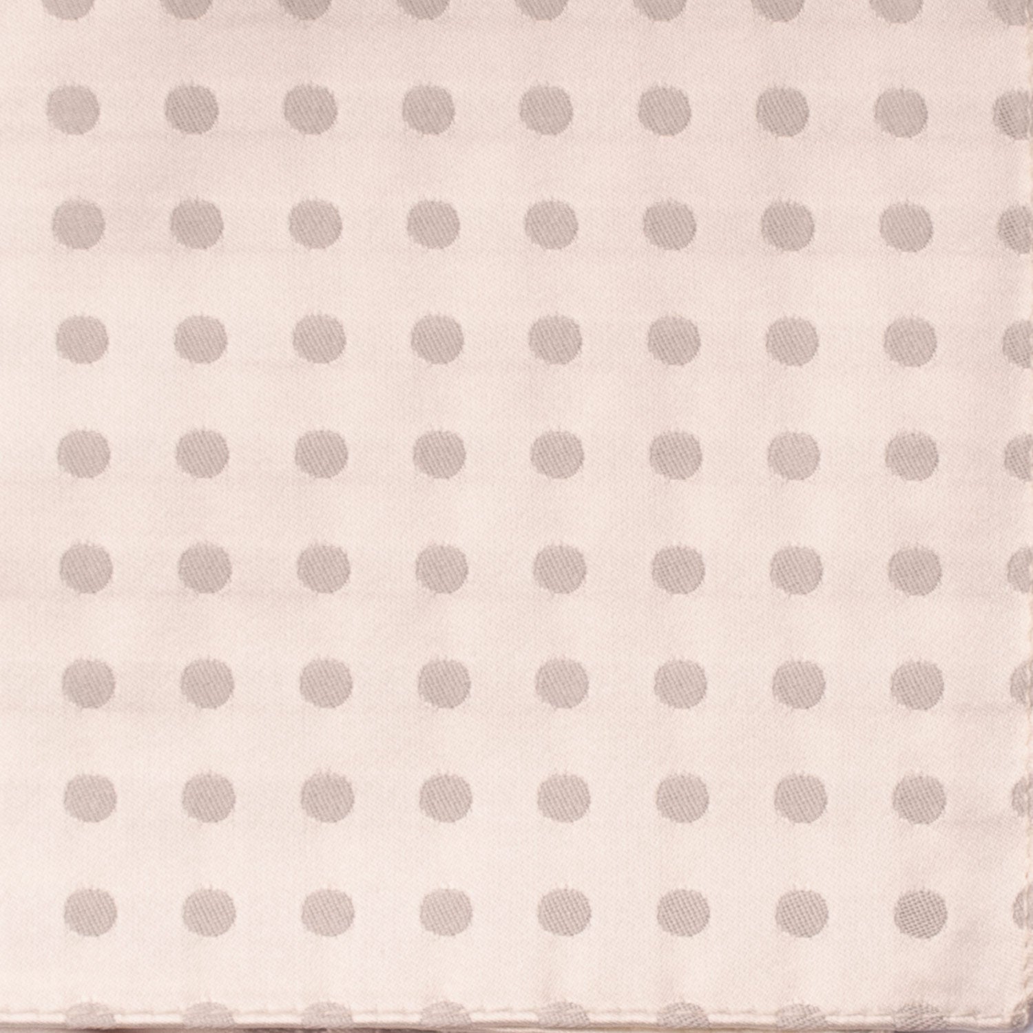 Fazzoletto da Taschino Vintage di Seta Bianco Perla a Pois Grigio Argento POCV707 Dettaglio