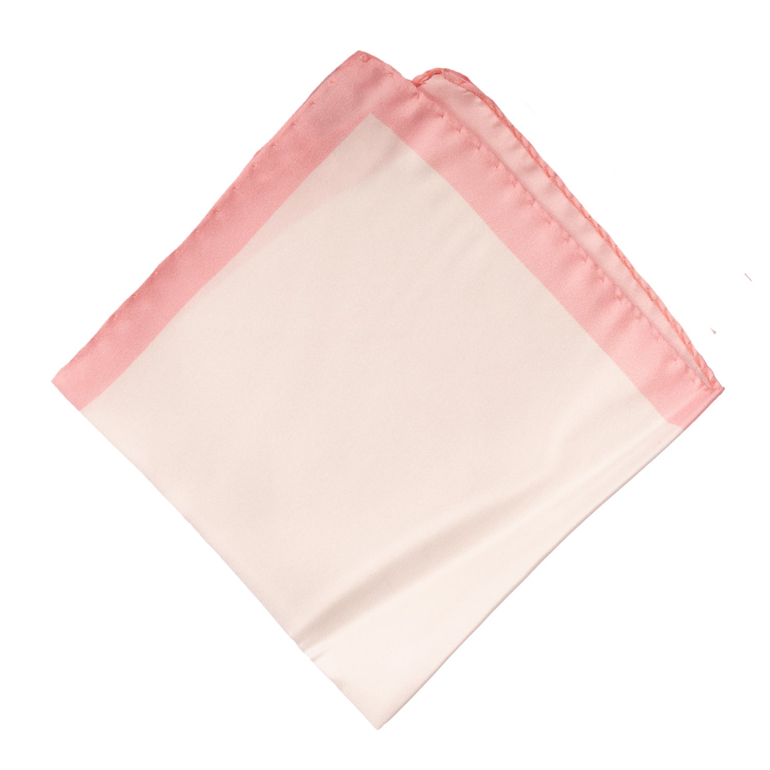 Fazzoletto da Taschino Vintage di Seta Bianco Rosa Tinta Unita POCV734 Piegata