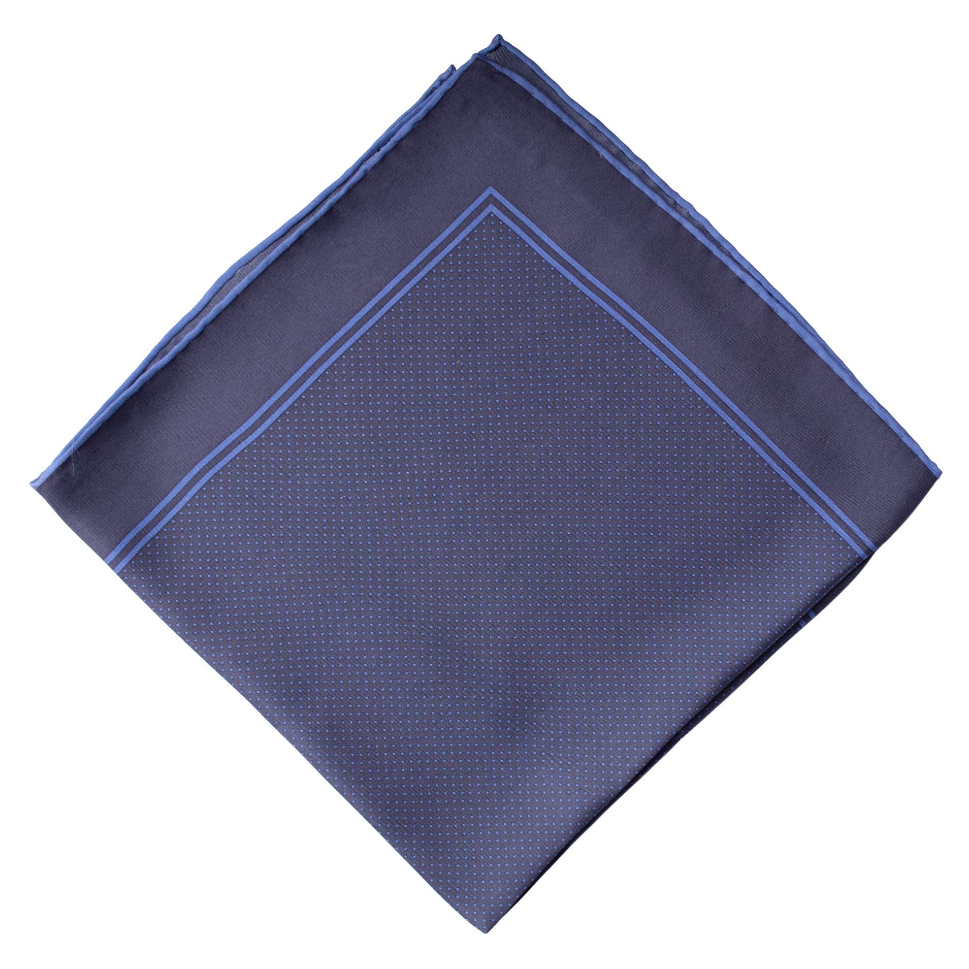 Fazzoletto da Taschino Vintage di Seta Blu Fantasia Bluette POCV786 Piegata