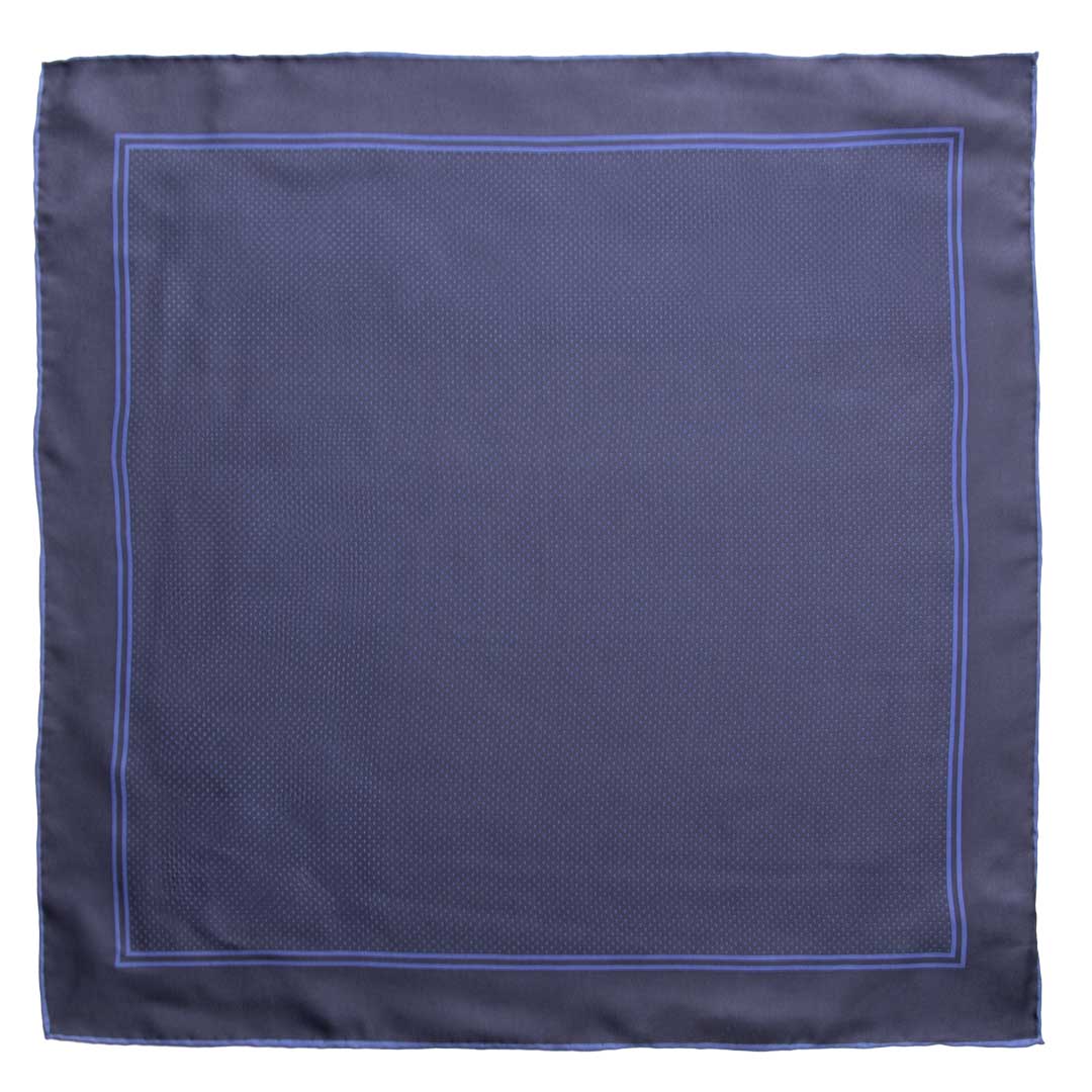 Fazzoletto da Taschino Vintage di Seta Blu Fantasia Bluette POCV786 Made in Italy Graffeo Cravatte