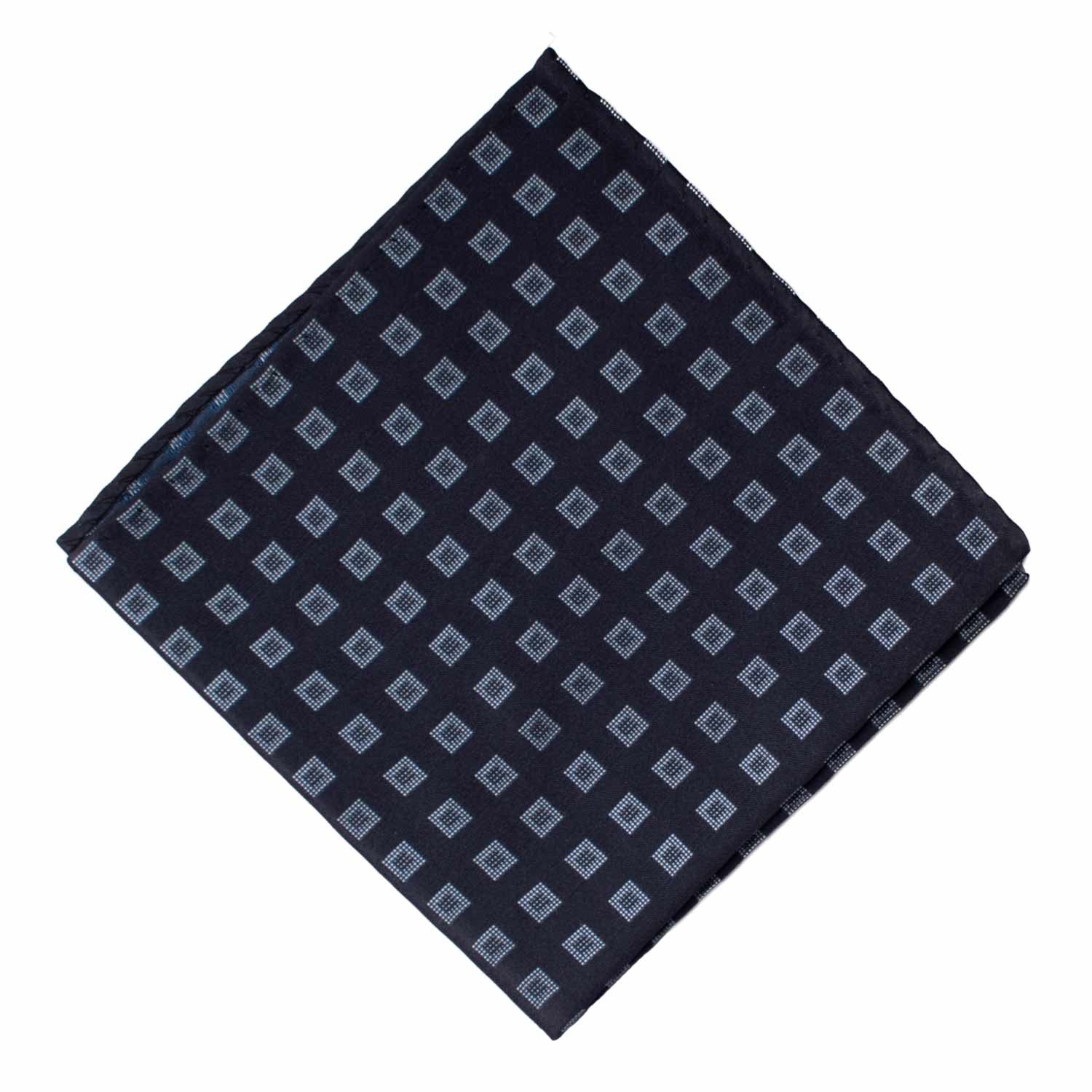 Fazzoletto da Taschino Vintage di Seta Blu Fantasia Celeste POCV1016 Graffeo Cravatte Made in Italy Rombo