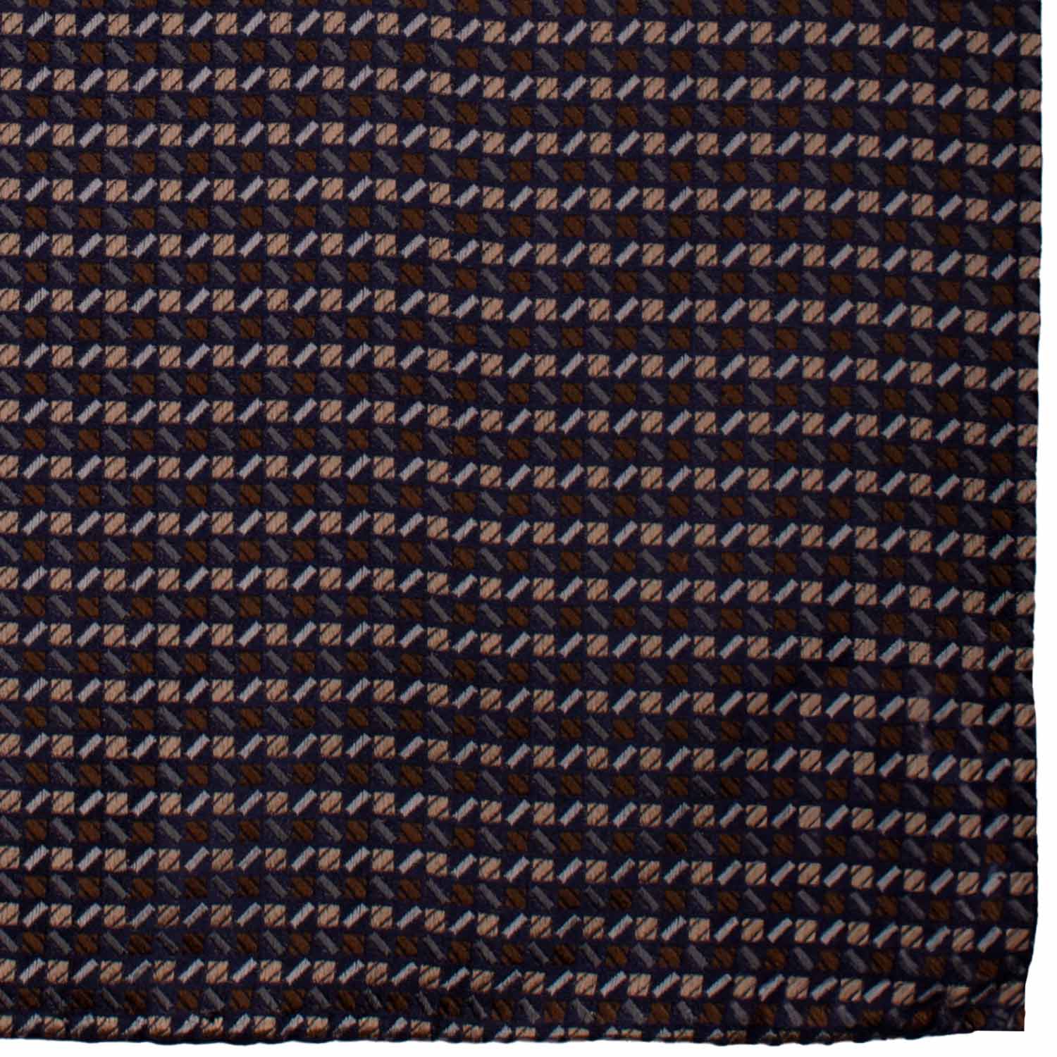 Fazzoletto da Taschino Vintage di Seta Blu Fantasia Marrone Celeste Tortora POCV894 Graffeo Cravatte Made in Italy Dettaglio