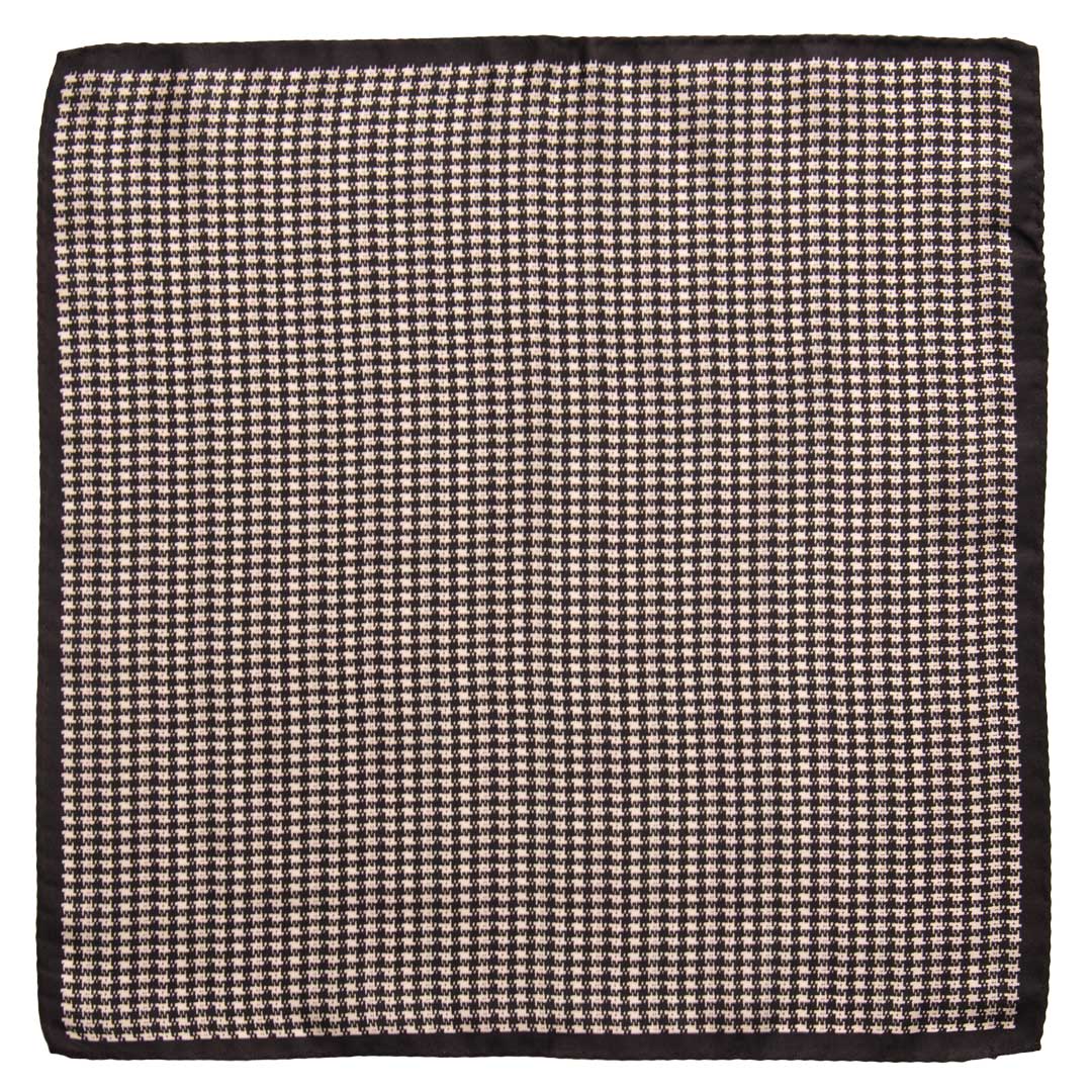 Fazzoletto da Taschino Vintage di Seta Blu Notte Fantasia Bianca POCV798 Made in Italy Graffeo Cravatte