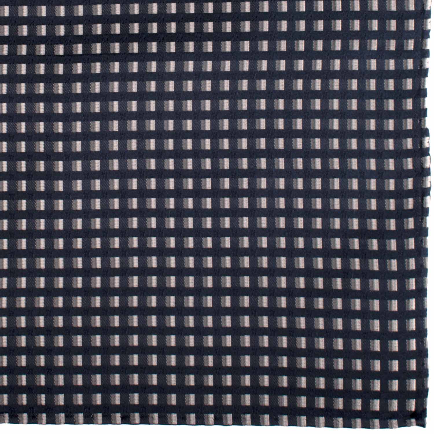 Fazzoletto da Taschino Vintage di Seta Blu Notte Fantasia Grigia POCV1001 Graffeo Cravatte Made in Italy Dettaglio