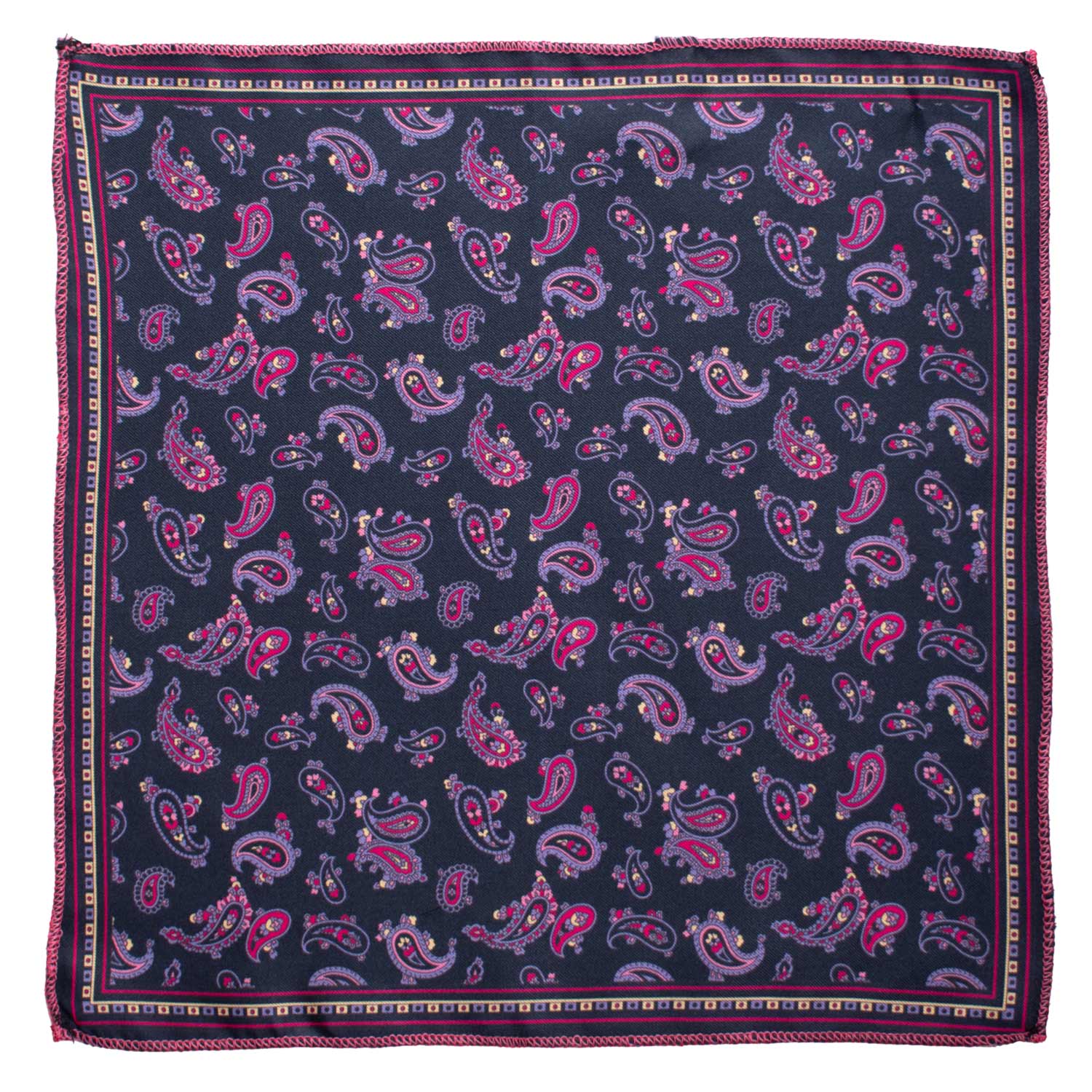 Fazzoletto da Taschino Vintage di Seta Blu Paisley Multicolor POCV1066 Made in Italy Graffeo Cravatte