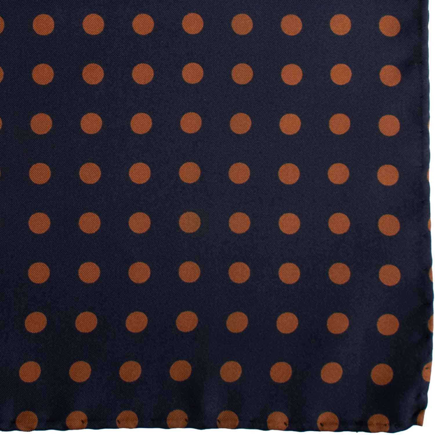 Fazzoletto da Taschino Vintage di Seta Blu a Pois Marroni POCV1041 Graffeo Cravatte Made in Italy Dettaglio