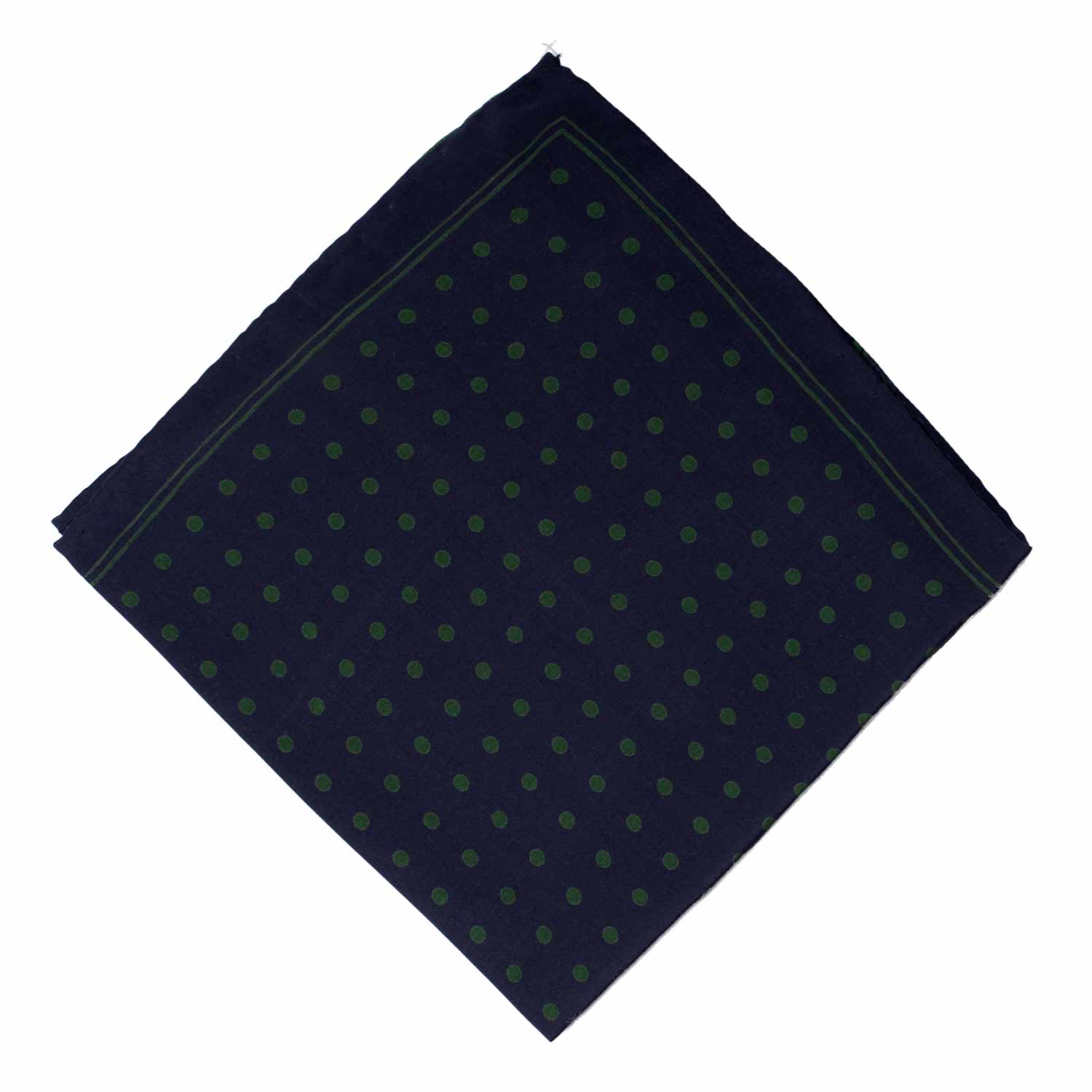 Fazzoletto da Taschino Vintage di Seta Blu a Pois Verdi POCV899 Graffeo Cravatte Made in Italy Rombo
