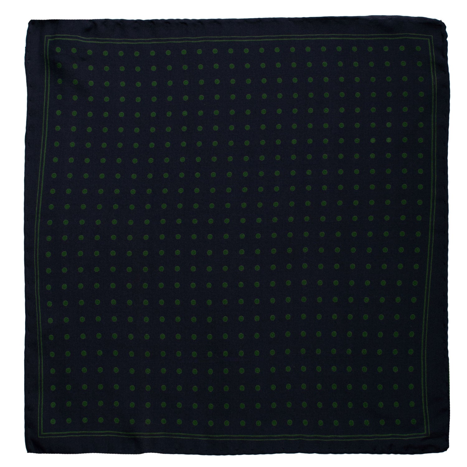 Fazzoletto da Taschino Vintage di Seta Blu a Pois Verdi POCV899 Graffeo Cravatte Made in Italy