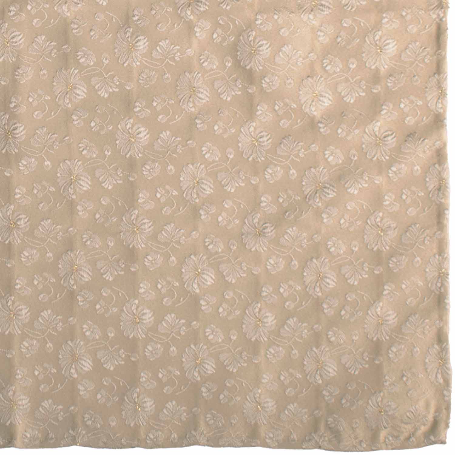 Fazzoletto da Taschino Vintage di Seta Color Champagne a Fiori Grigio Argento Lurex Color Oro POCV1031 Graffeo Cravatte Made in Italy Dettaglio