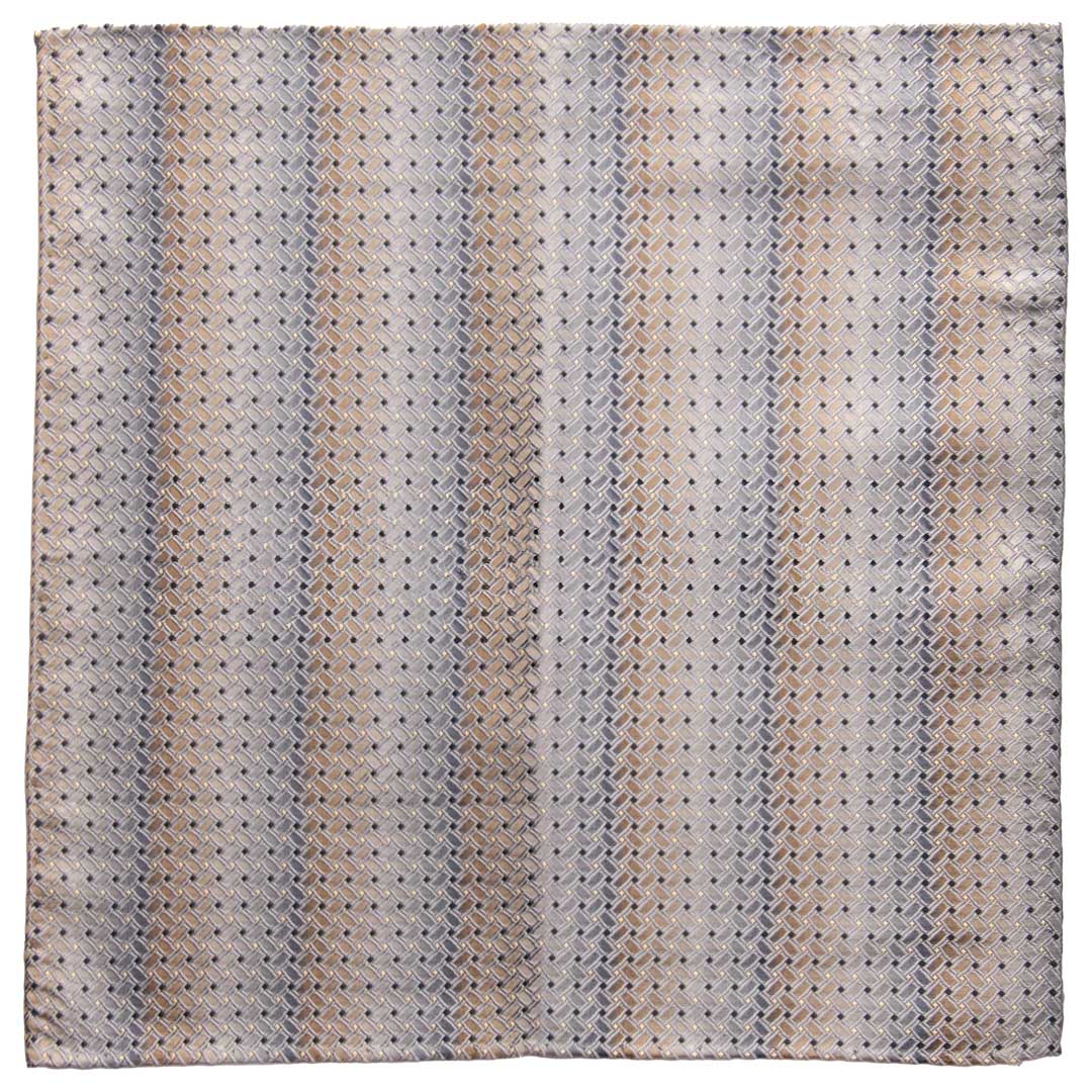 Fazzoletto da Taschino Vintage di Seta Fantasia Celeste Azzurra Beige Blu POCV814 Made in Italy Graffeo Cravatte