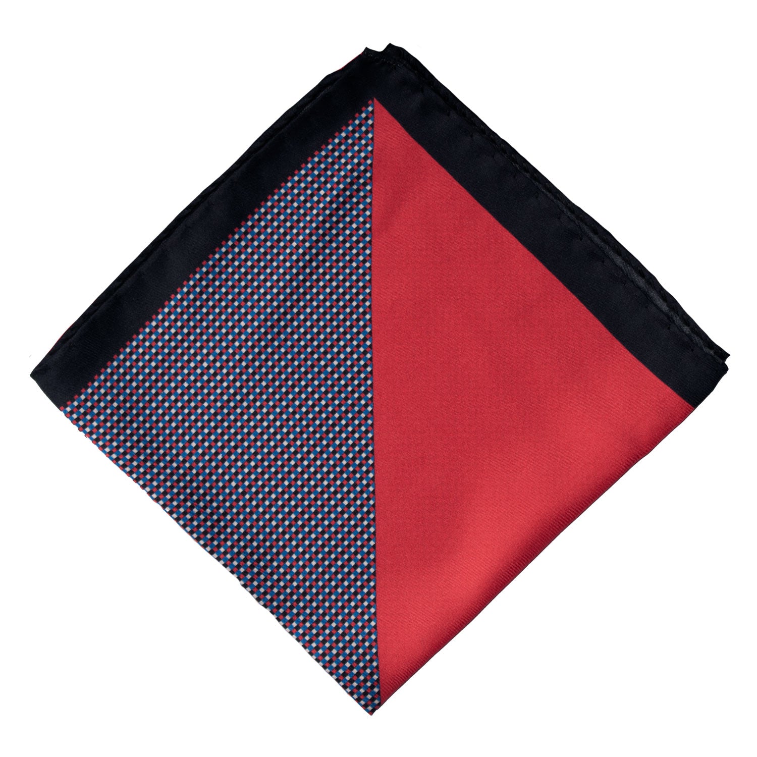 Fazzoletto da Taschino Vintage di Seta Fantasia Magenta Blu Bianco POCV723 Piegata