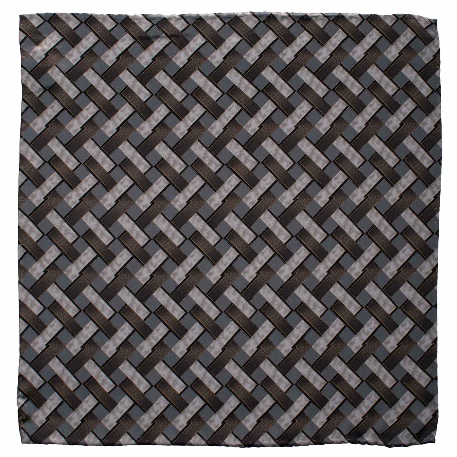 Fazzoletto da Taschino Vintage di Seta Grigio Argento Fantasia Tortora POCV893 Graffeo Cravatte Made in Italy