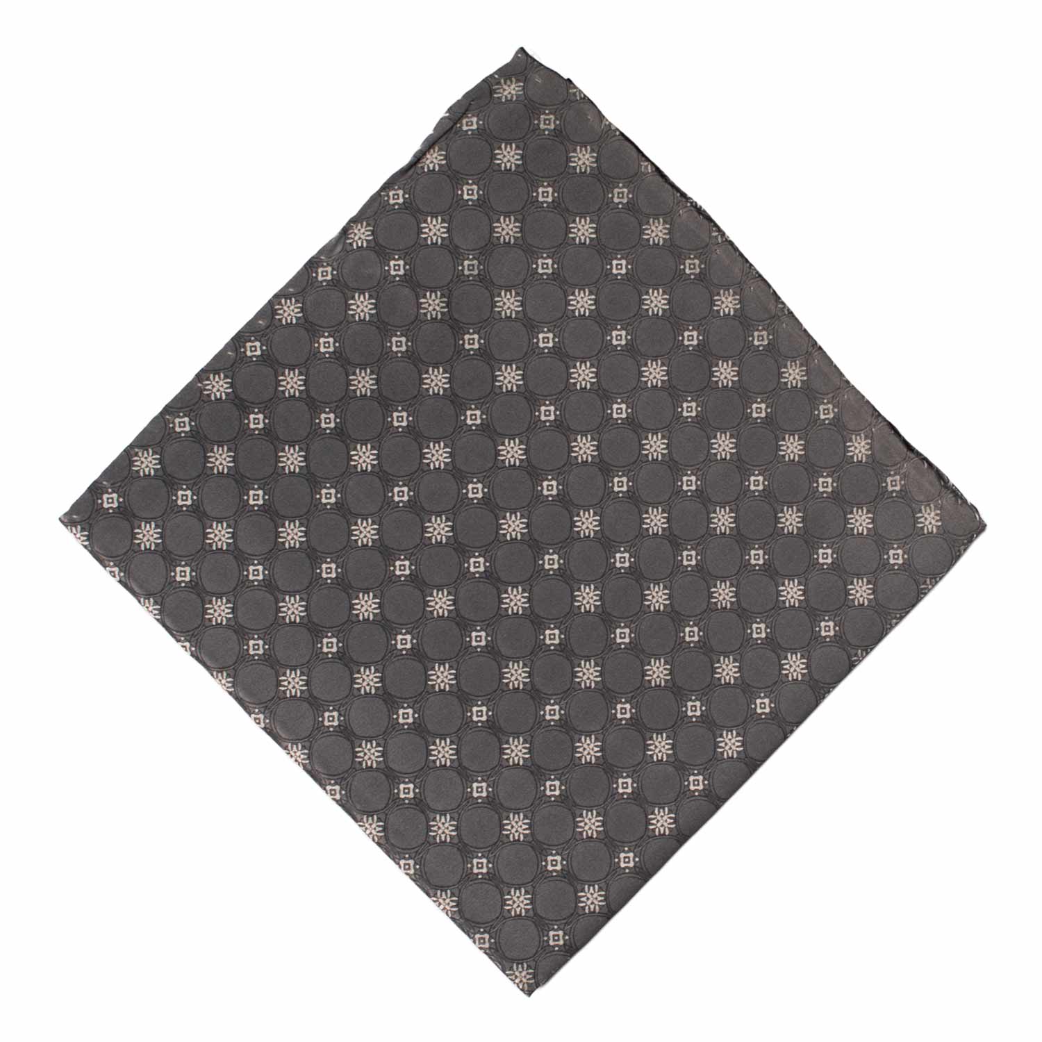 Fazzoletto da Taschino Vintage di Seta Grigio Fantasia Grigia Argento POCV983 Graffeo Cravatte Made in Italy Rombo