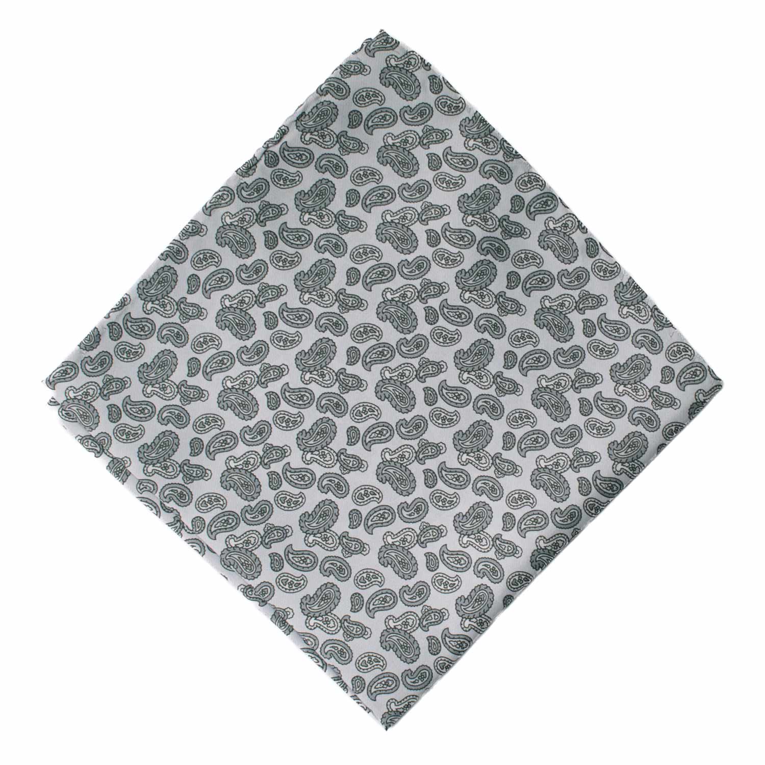 Fazzoletto da Taschino Vintage di Seta Grigio Paisley Tono su Tono POCV1009 Graffeo Cravatte Made in Italy Rombo