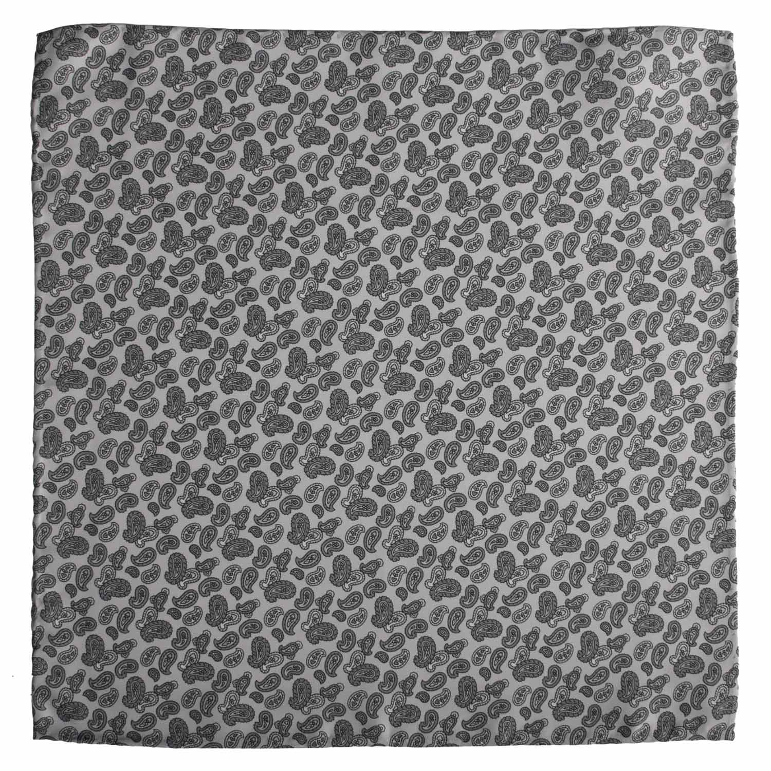 Fazzoletto da Taschino Vintage di Seta Grigio Paisley Tono su Tono POCV1009 Graffeo Cravatte Made in Italy