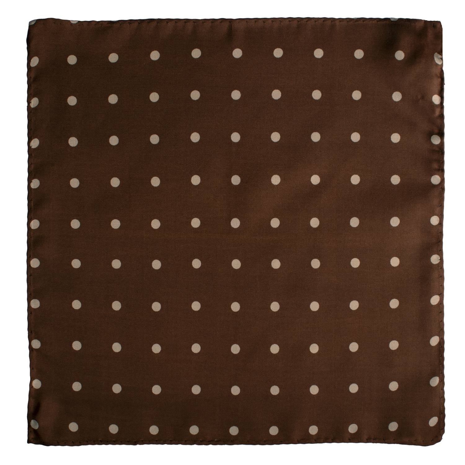 Fazzoletto da Taschino Vintage di Seta Marrone a Pois Beige POCV1012 Graffeo Cravatte Made in Italy