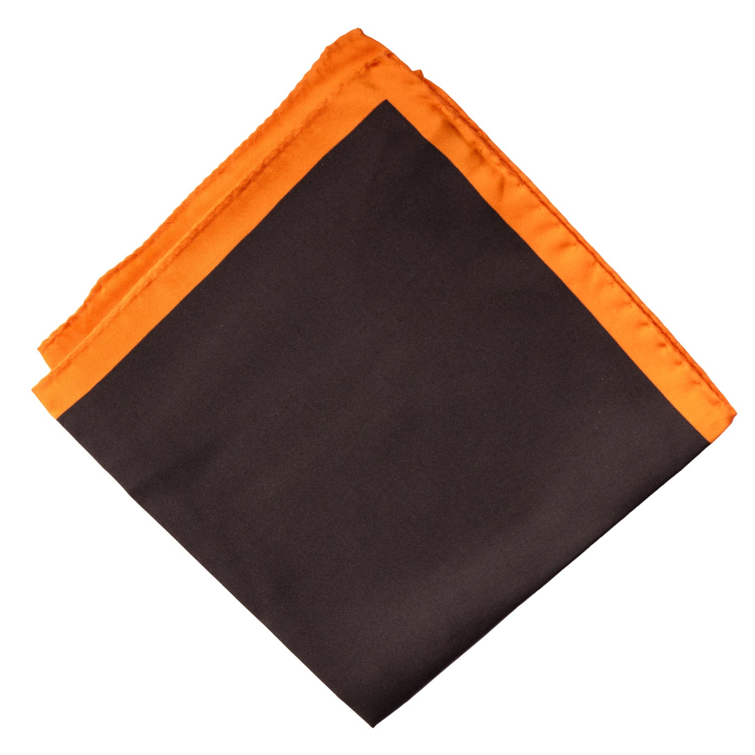 Fazzoletto da Taschino Vintage di Seta Nero Arancione Tinta Unita POCV737 Piegata