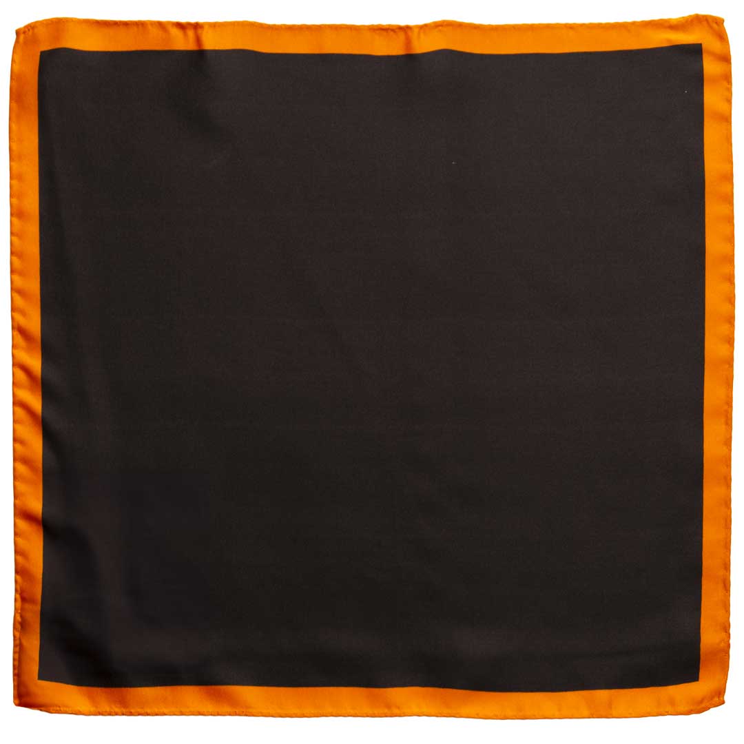 Fazzoletto da Taschino Vintage di Seta Nero Arancione Tinta Unita POCV737 Made in Italy Graffeo Cravatte