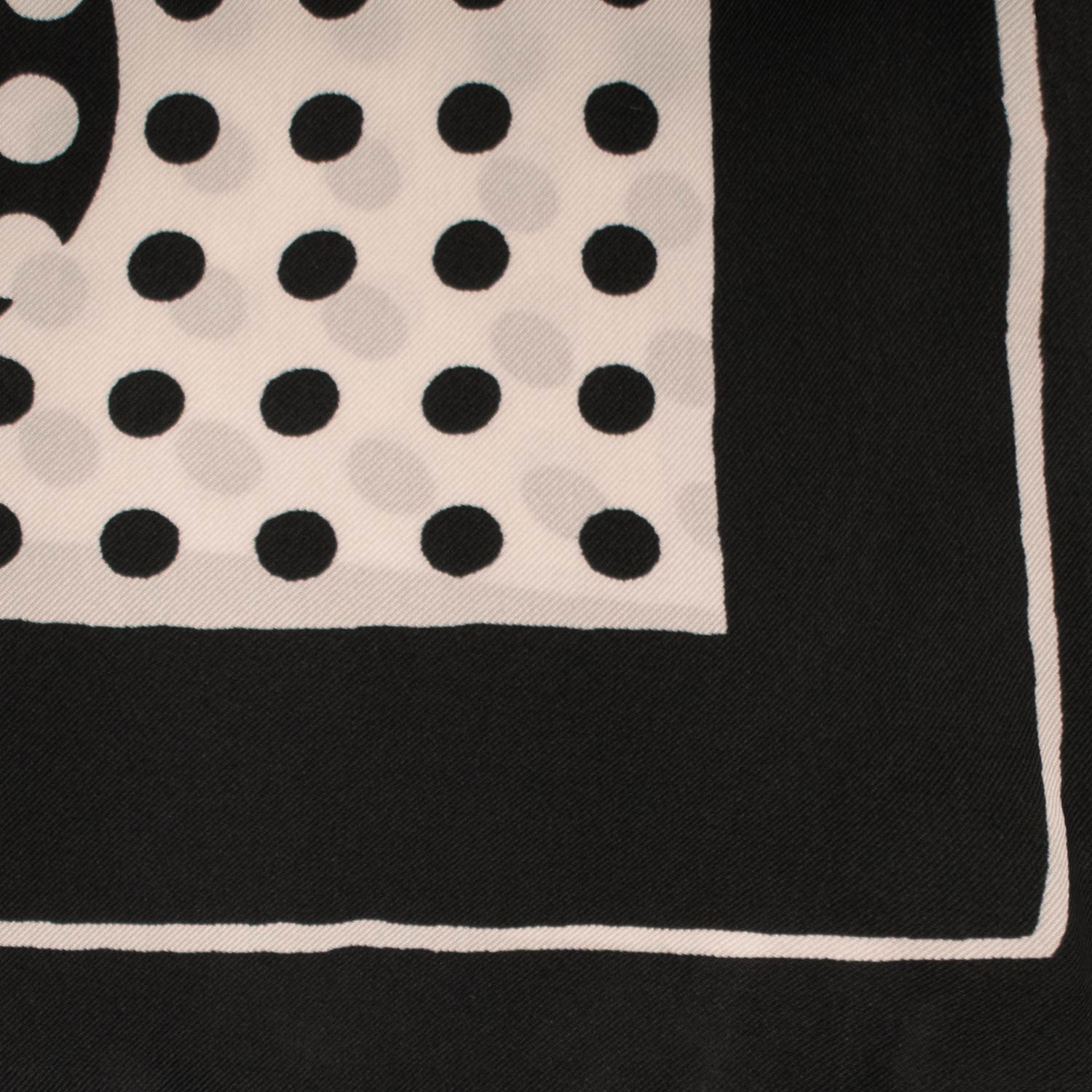 Fazzoletto da Taschino Vintage di Seta Nero Bianco a Pois POCV658 Dettaglio