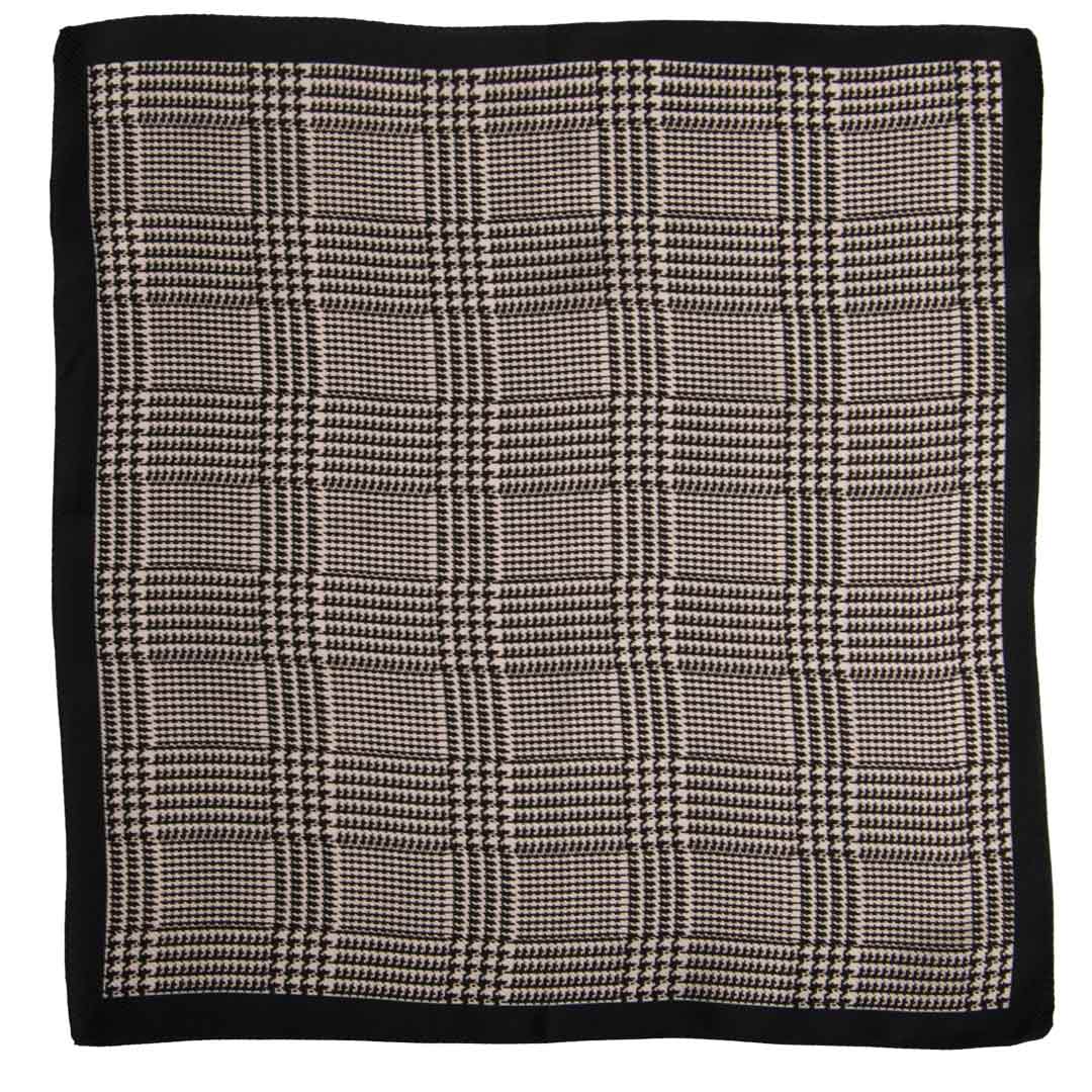 Fazzoletto da Taschino Vintage di Seta Principe di Galles Blu Notte Bianco POCV725 Made in Italy Graffeo Cravatte