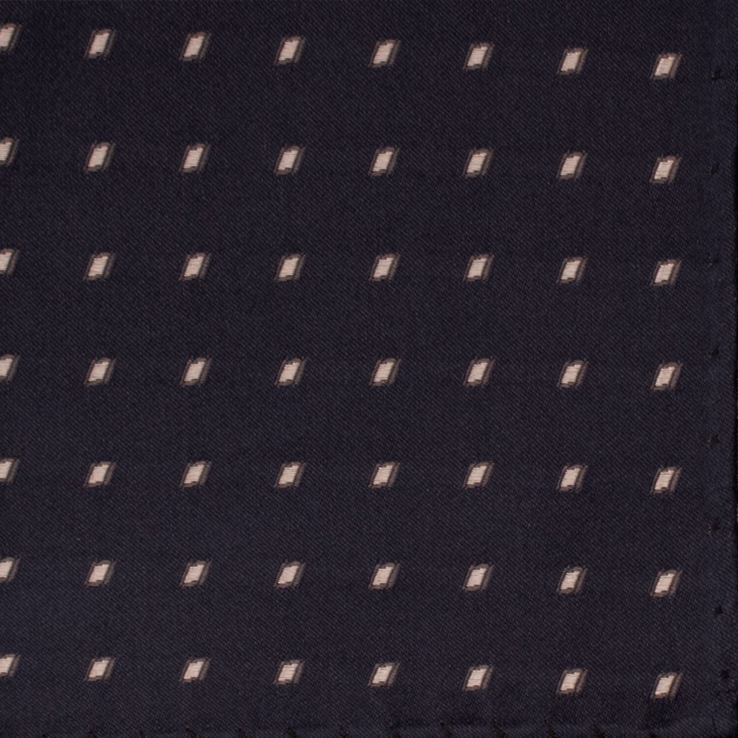 Fazzoletto da Taschino Vintage di Seta Raso Blu Fantasia Grigio Argento POCV805 Dettaglio