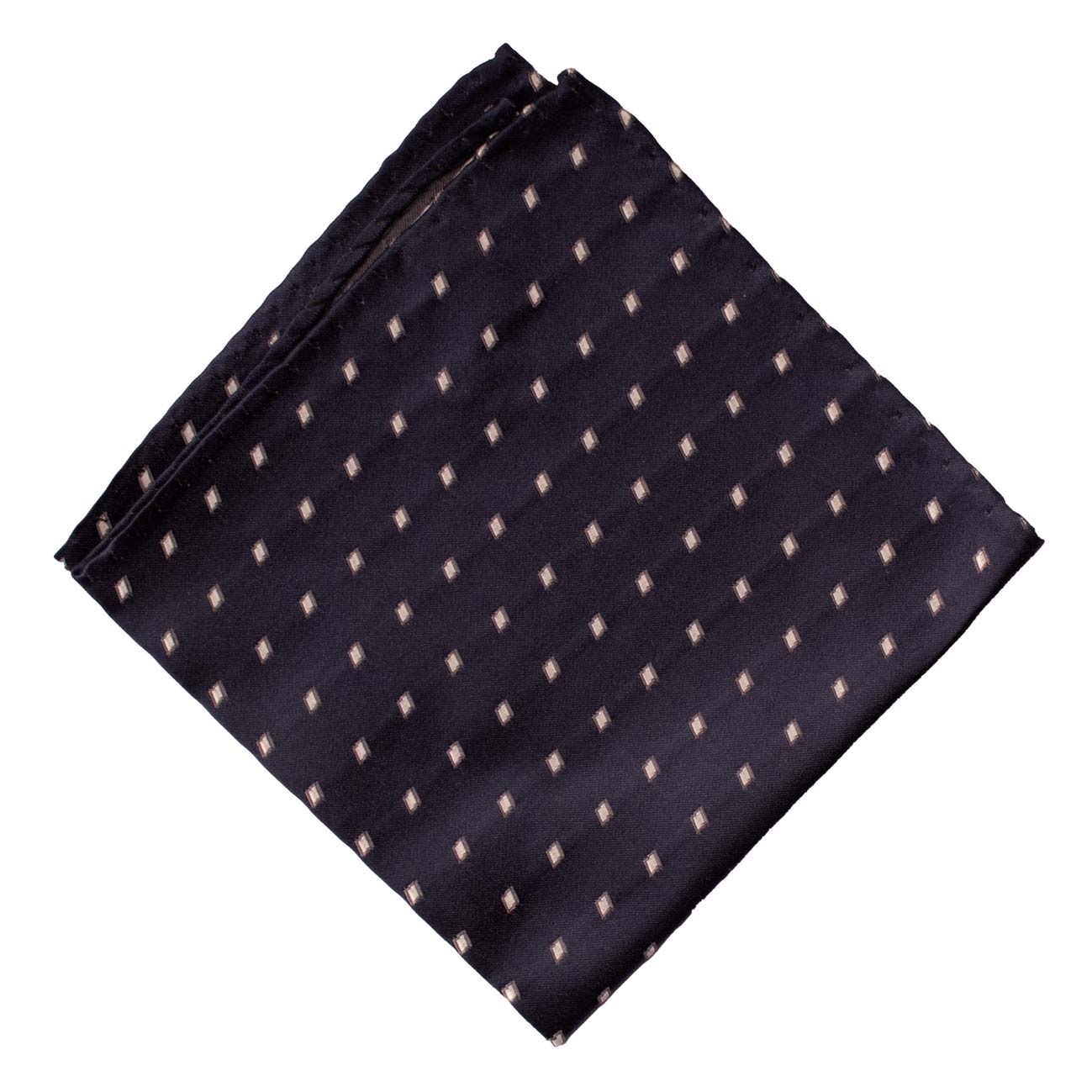 Fazzoletto da Taschino Vintage di Seta Raso Blu Fantasia Grigio Argento POCV805 Piegata