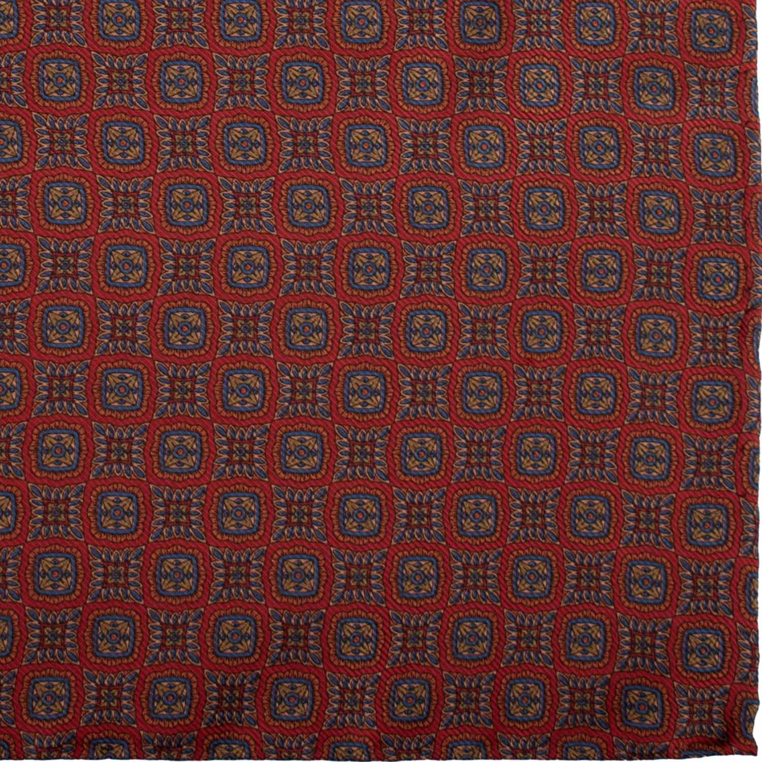 Fazzoletto da Taschino Vintage di Seta Rosso Bordeaux Fantasia Multicolor POCV1047 Graffeo Cravatte Made in Italy Dettaglio