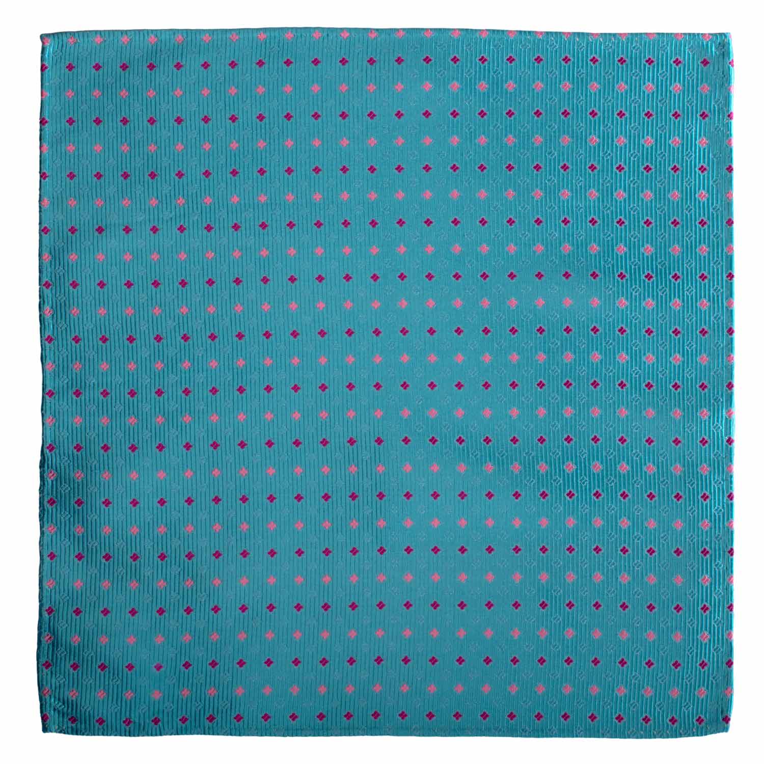 Fazzoletto da Taschino Vintage di Seta Turchese Fantasia Fucsia Rosa POCV1000 Graffeo Cravatte Made in Italy