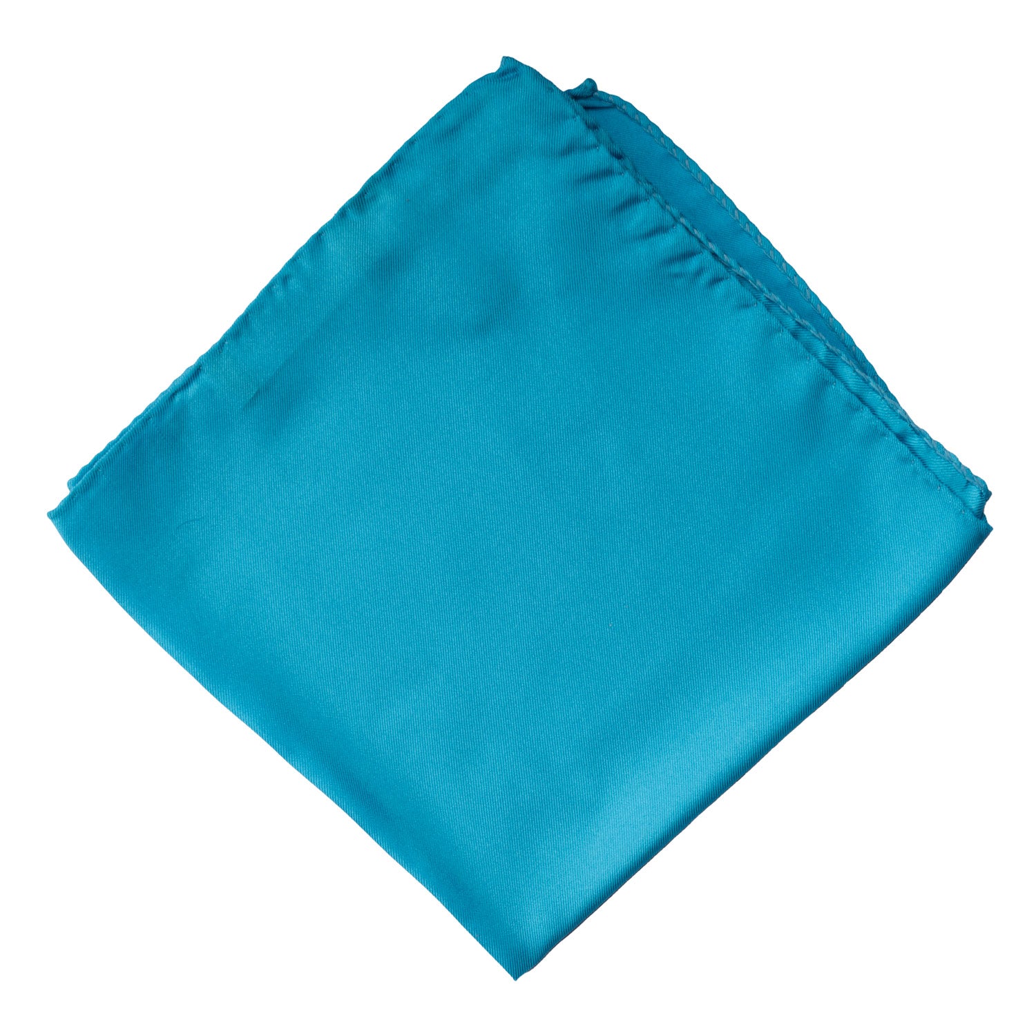 Fazzoletto da Taschino Vintage di Seta Turchese Tinta Unita POCV715 Piegata