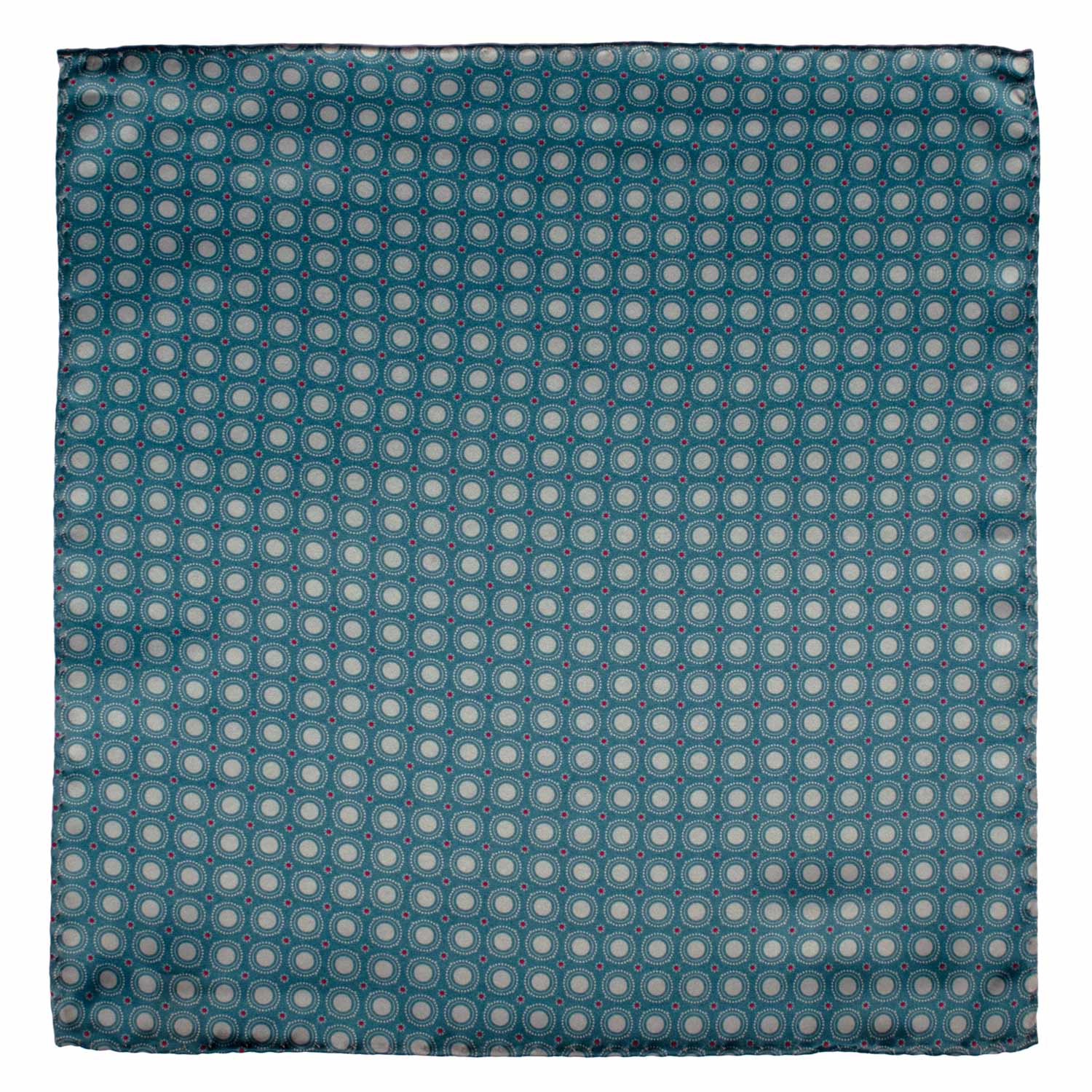 Fazzoletto da Taschino Vintage di Seta Verde Acqua Fantasia Tono su Tono Fucsia POCV1018 Graffeo Cravatte Made in Italy