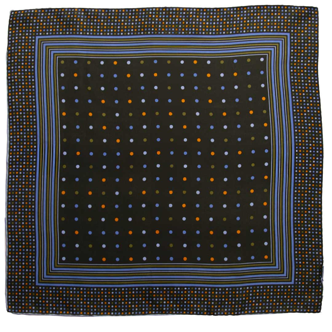 Fazzoletto da Taschino Vintage di Seta Verde a Pois Multicolor POCV835 Made in italy Graffeo Cravatte