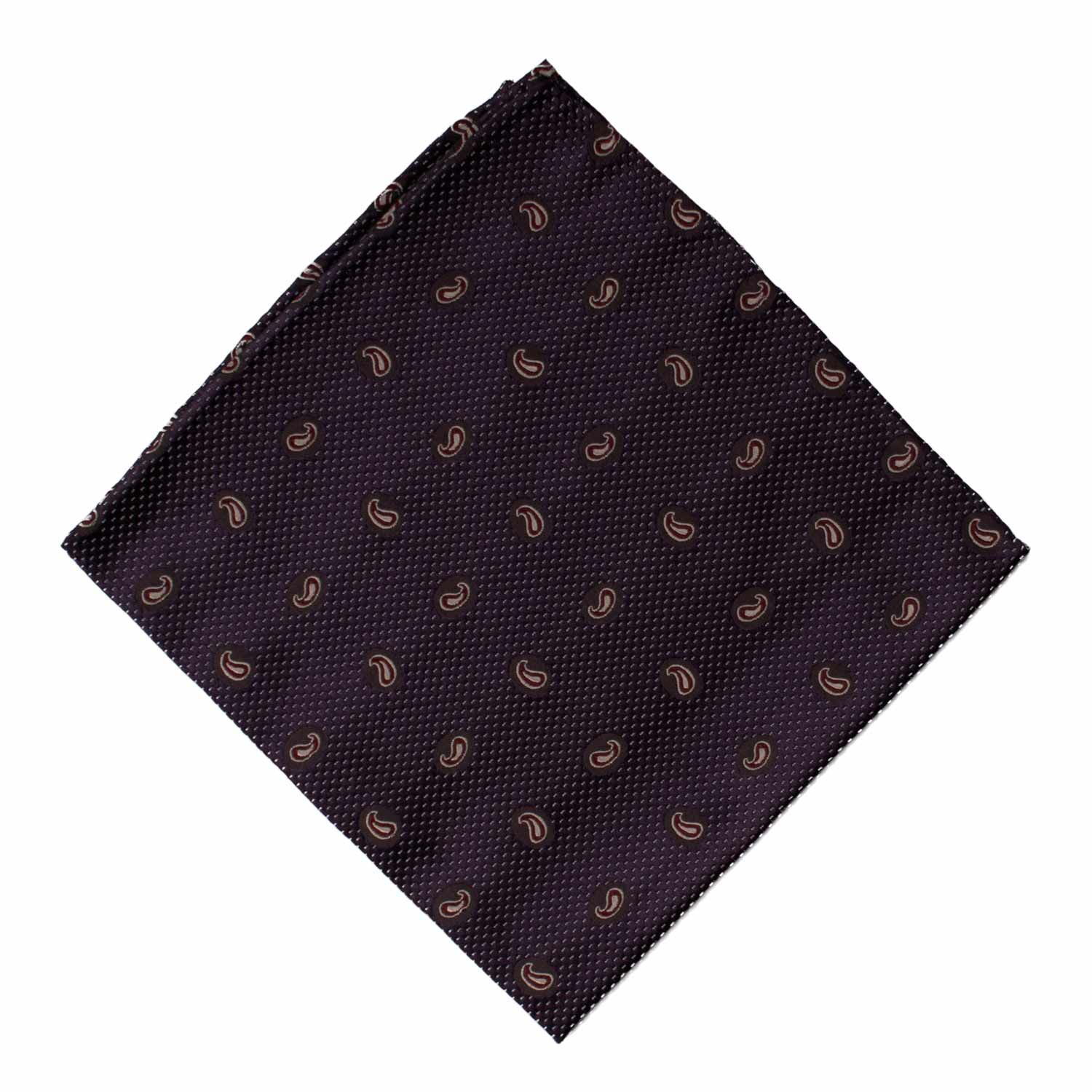 Fazzoletto da Taschino Vintage di Seta Viola Paisley Bordeaux Beige POCV963 Graffeo Cravatte Made in Italy Rombo