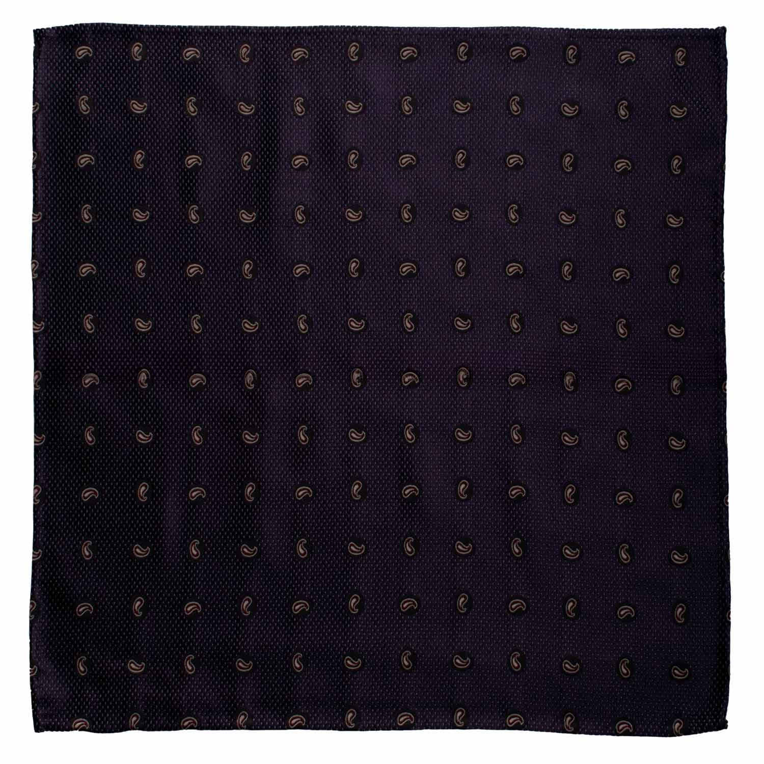 Fazzoletto da Taschino Vintage di Seta Viola Paisley Bordeaux Beige POCV963 Graffeo Cravatte Made in Italy