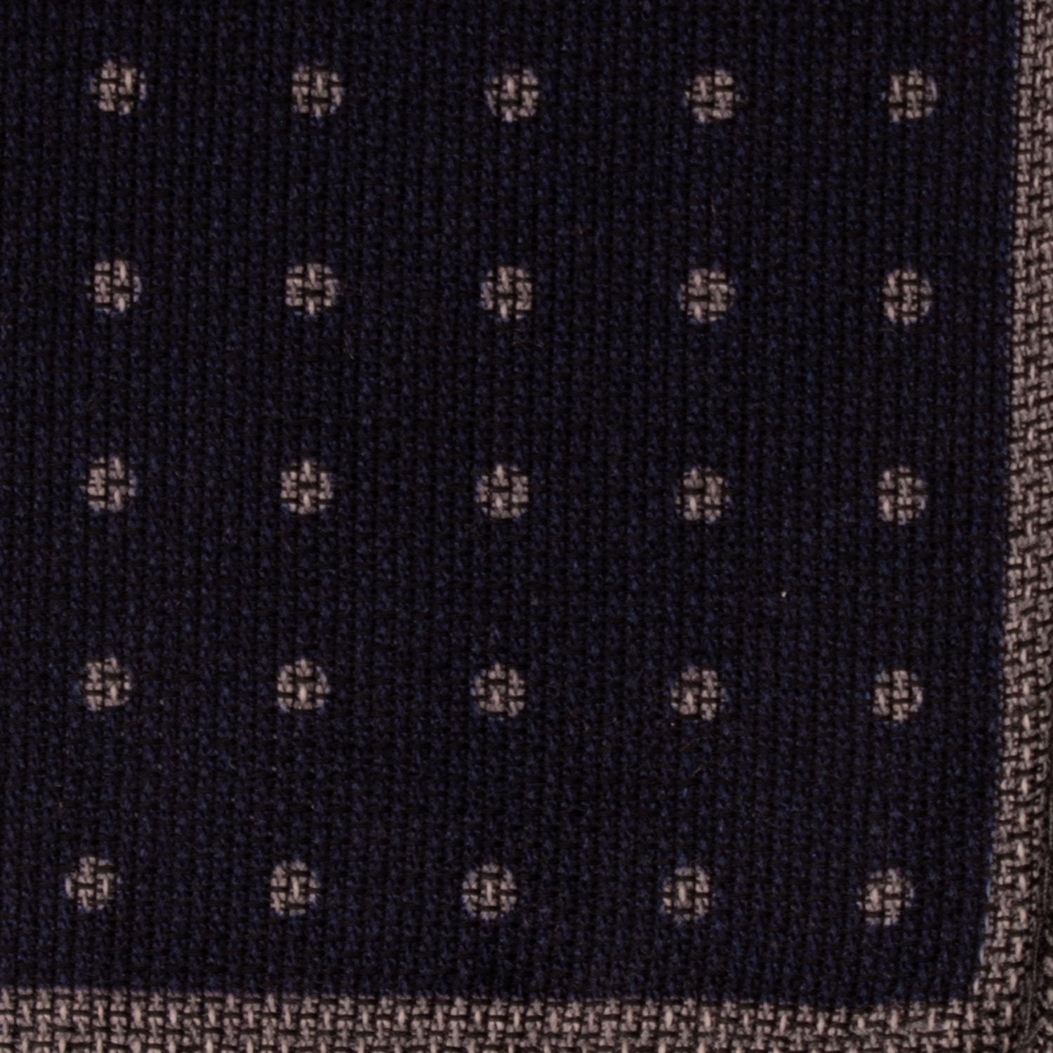 Fazzoletto da Taschino Vintage in Lana Seta Blu a Pois Grigio POCV720 Dettaglio