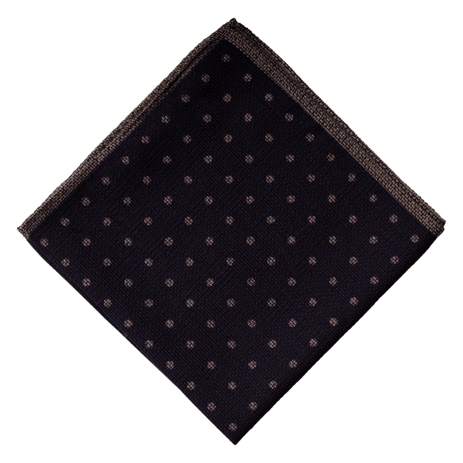 Fazzoletto da Taschino Vintage in Lana Seta Blu a Pois Grigio POCV720 Piegata