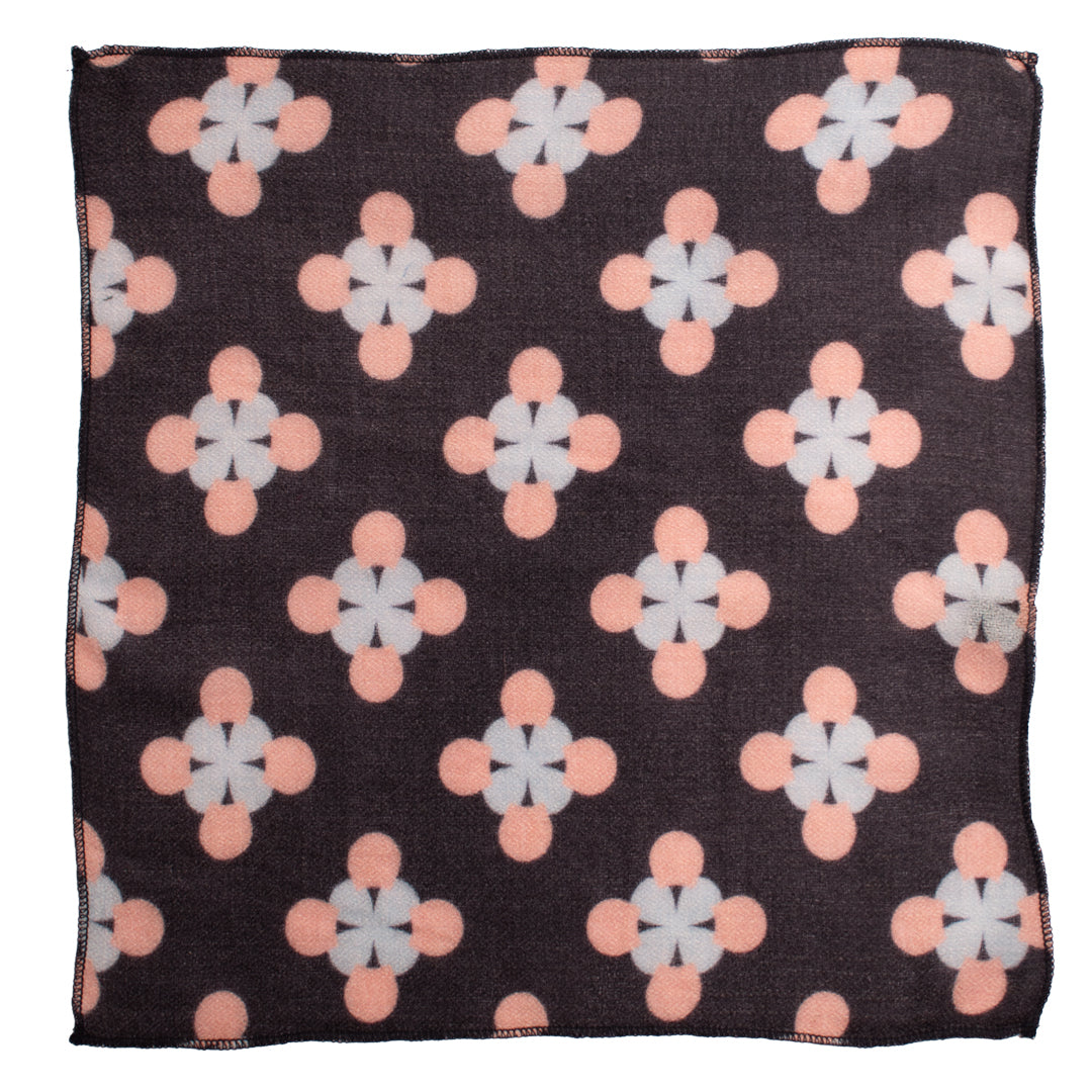 Fazzoletto da Taschino di Cashmere Grigio Piombo Fantasia Rosa Azzurro Made in Italy Graffeo Cravatte