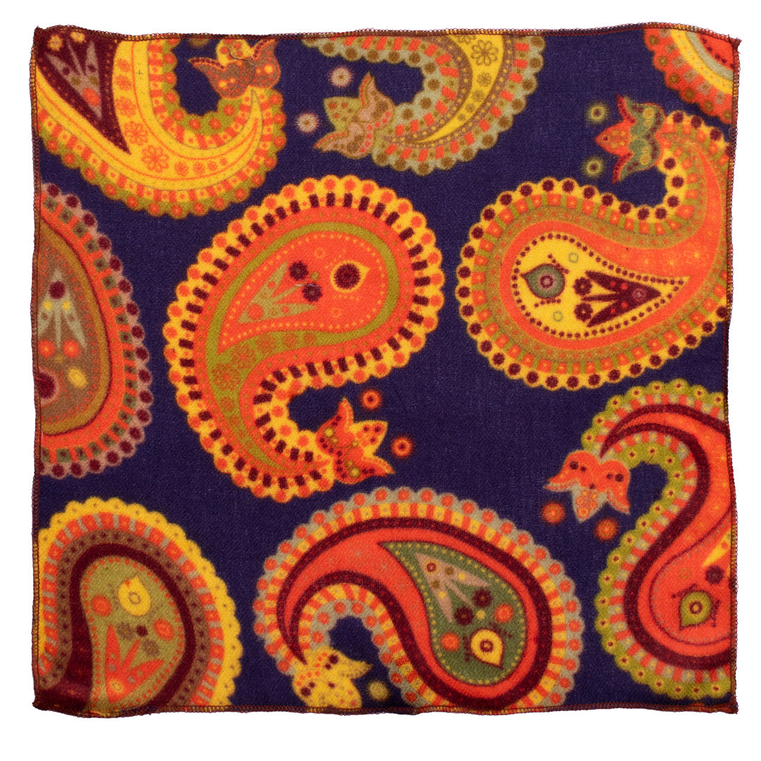 Fazzoletto da Taschino di Cashmere Viola Paisley Multicolor Made in Italy Graffeo Cravatte