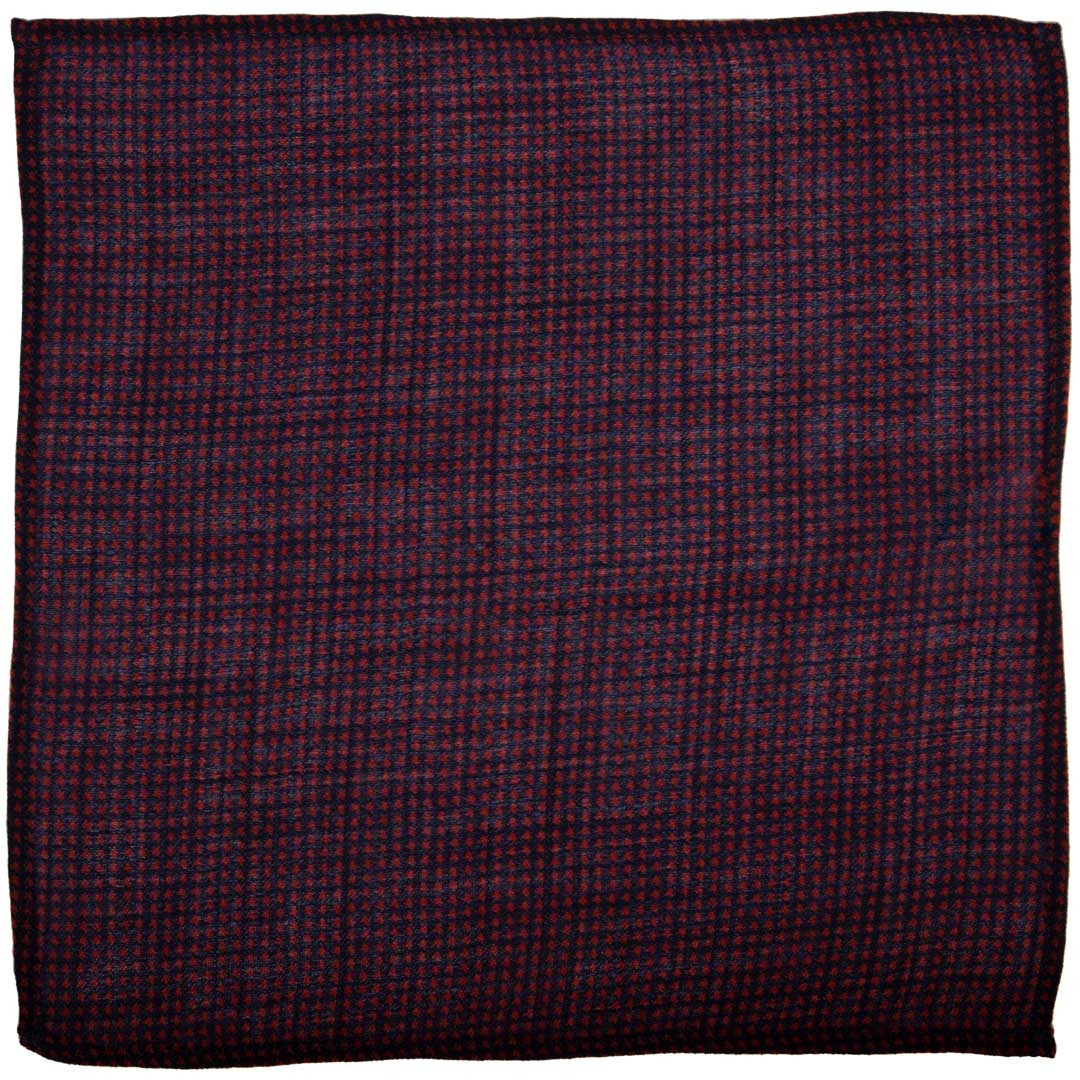 Fazzoletto da Taschino di Lana Blu Pied de Poule Rosso Made in Italy Graffeo Cravatte
