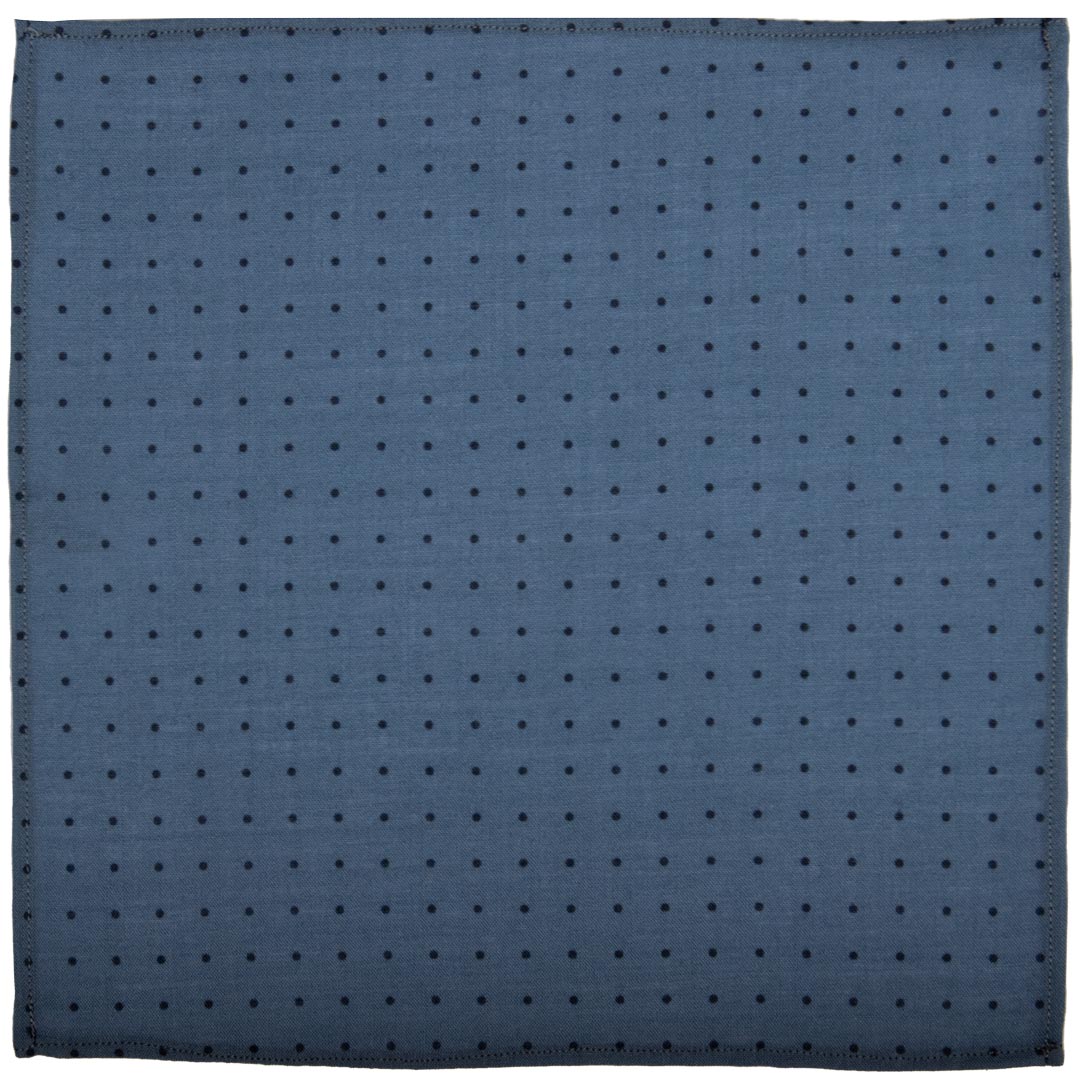 Man Light Blue Wool Pocket Square Blue Polka Dots POC606