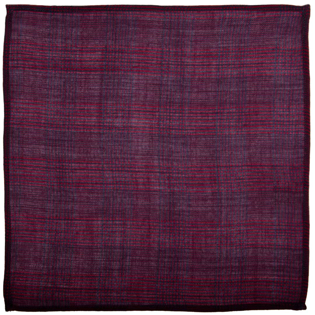 Fazzoletto da Taschino di Lana Principe di Galles Rosso Blu Made in italy Graffeo Cravatte